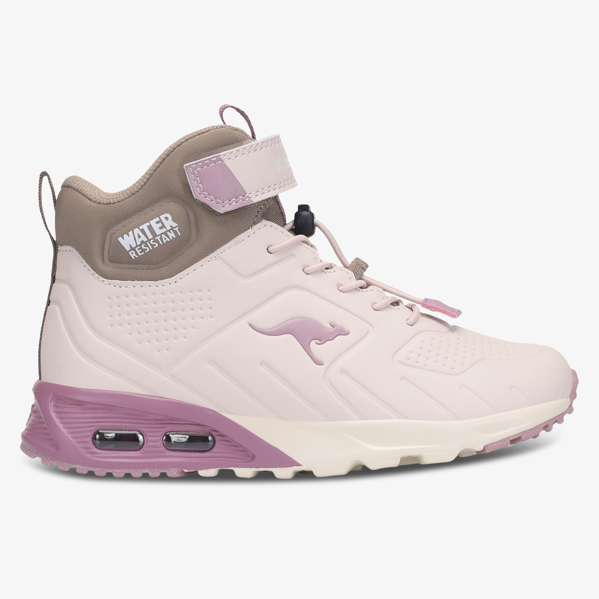 Seitliche Ansicht robuster wasserdichter Schuh mit bequemer Polsterung und stabilem Halt