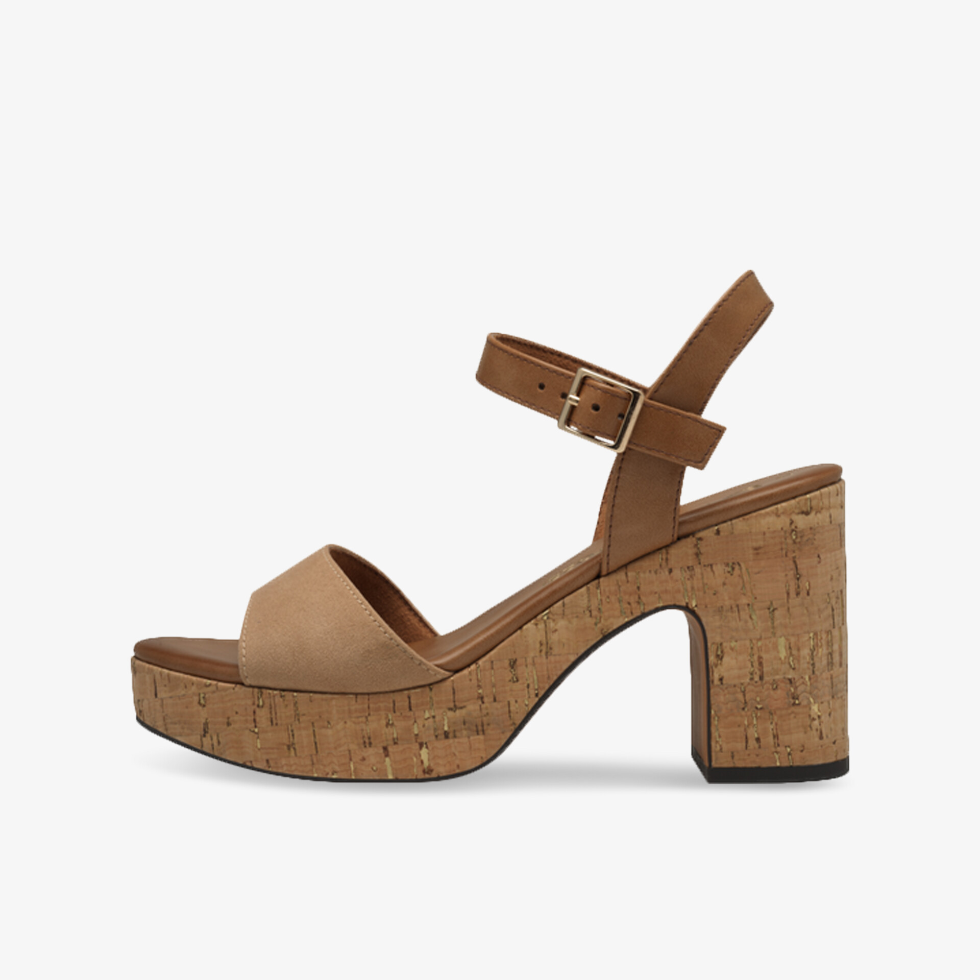 Braune Plateau Sandale mit dickem Absatz und verstellbarem Knöchelriemen für bequemen und stilvollen Tragekomfort