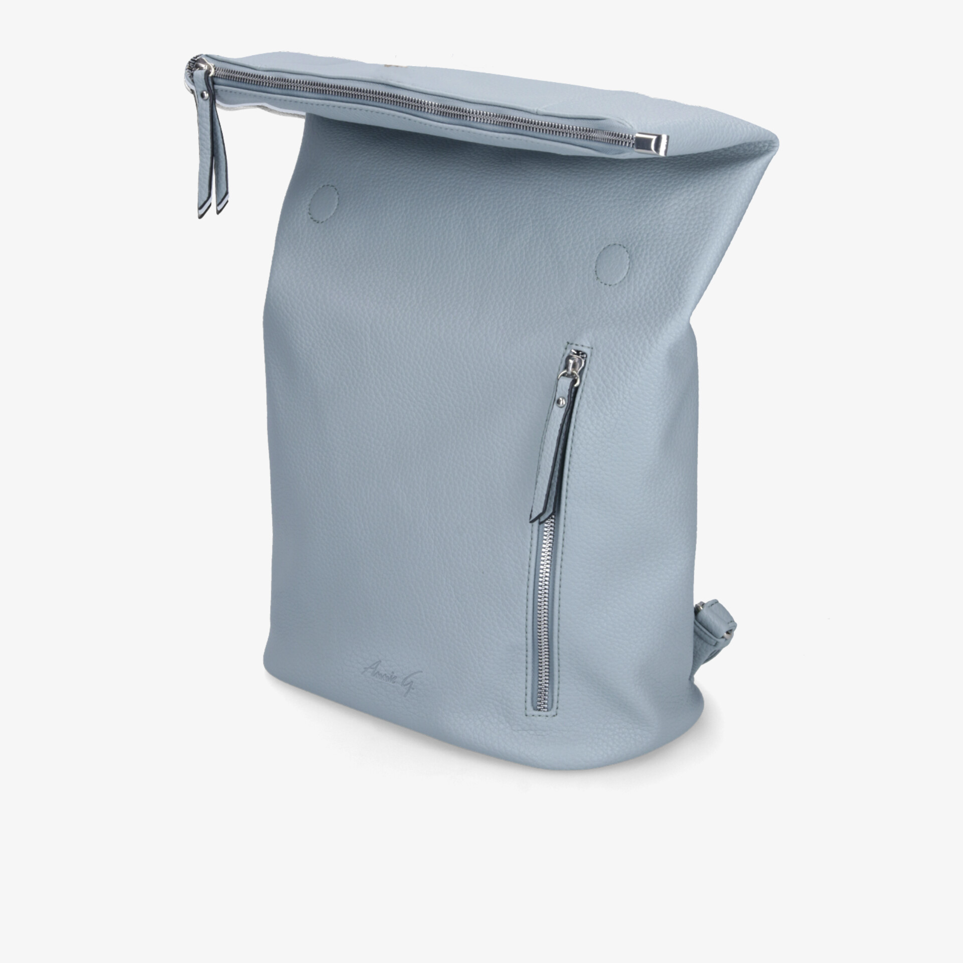 Moderner grauer Rolltop Rucksack mit Reißverschluss, geräumig und strapazierfähig, ideal für Alltag und Urban Lifestyle