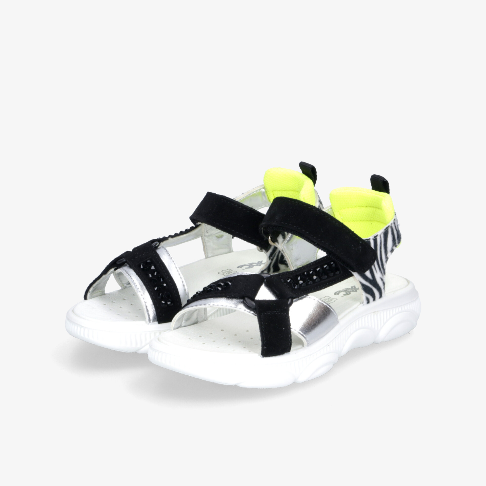 Sportliche Sandalen mit verstellbarem Klettverschluss, weicher Sohle und auffälligem Zebramuster, ideal für leichten Komfort