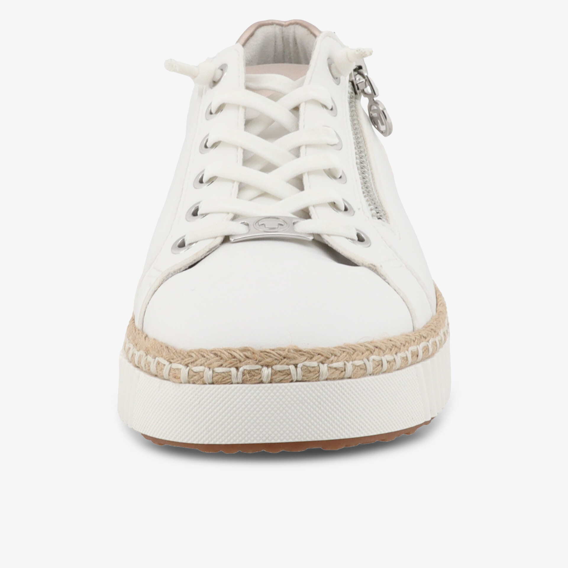 Moderner weißer Sneaker mit Schnürung und bequemer Passform, ideal für sommerlichen Streetstyle