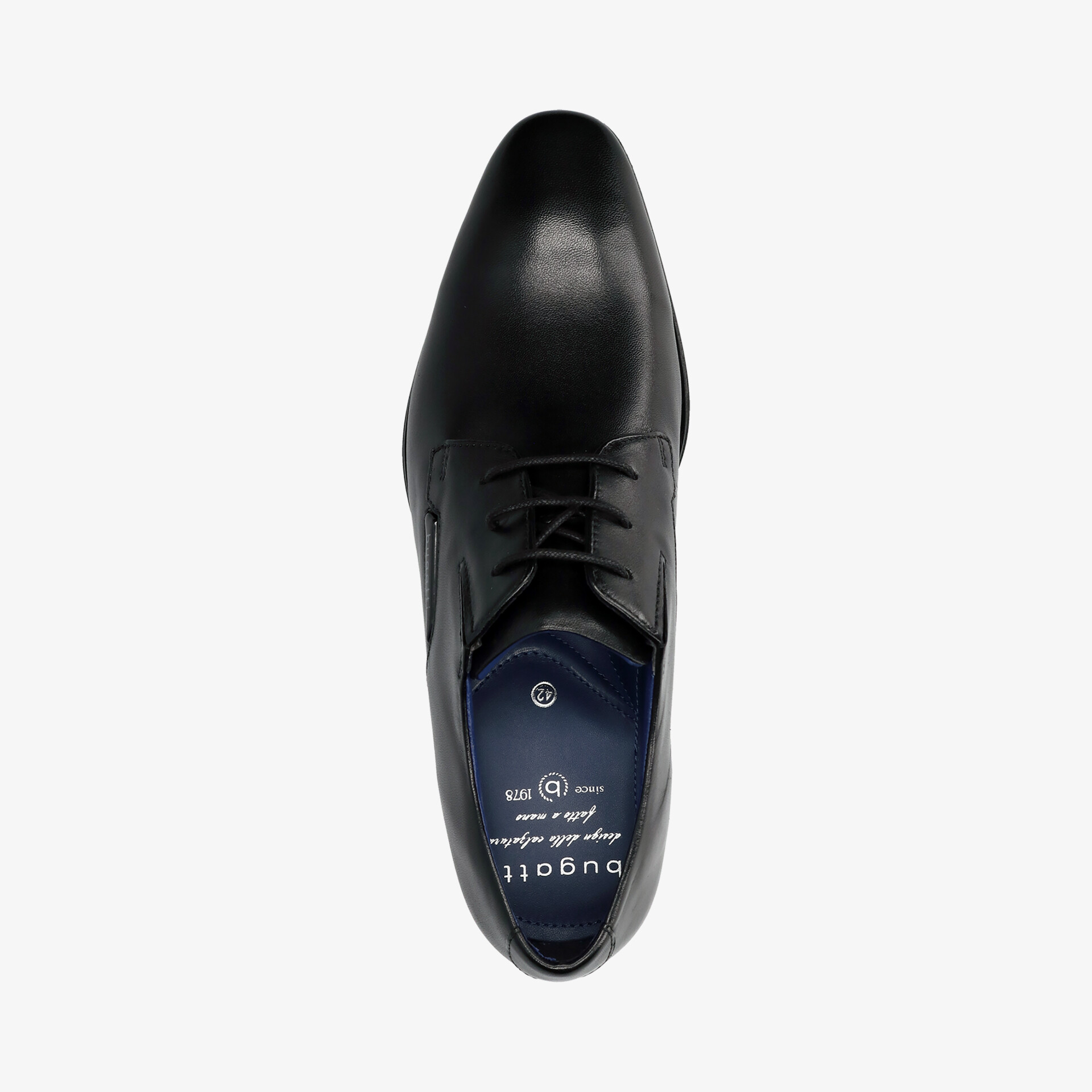 Eleganter schwarzer Lederschuh in klassischem Design, ideal für formelle Anlässe und professionellen Auftritt.