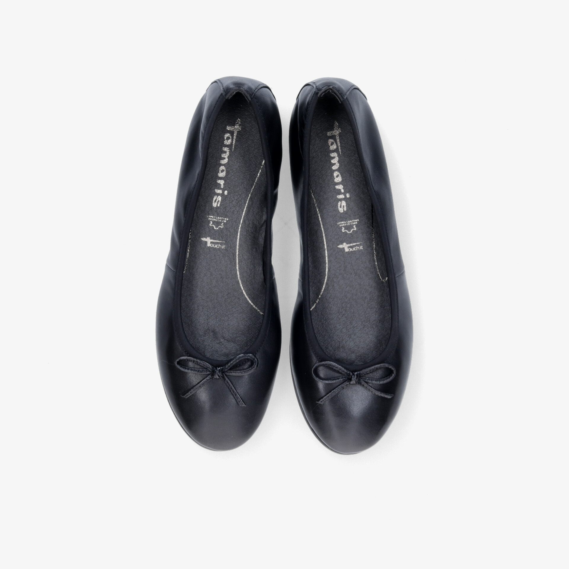Elegante schwarze Ballerinas mit Schleife in Lederoptik, klassisch und vielseitig für jeden Alltag.