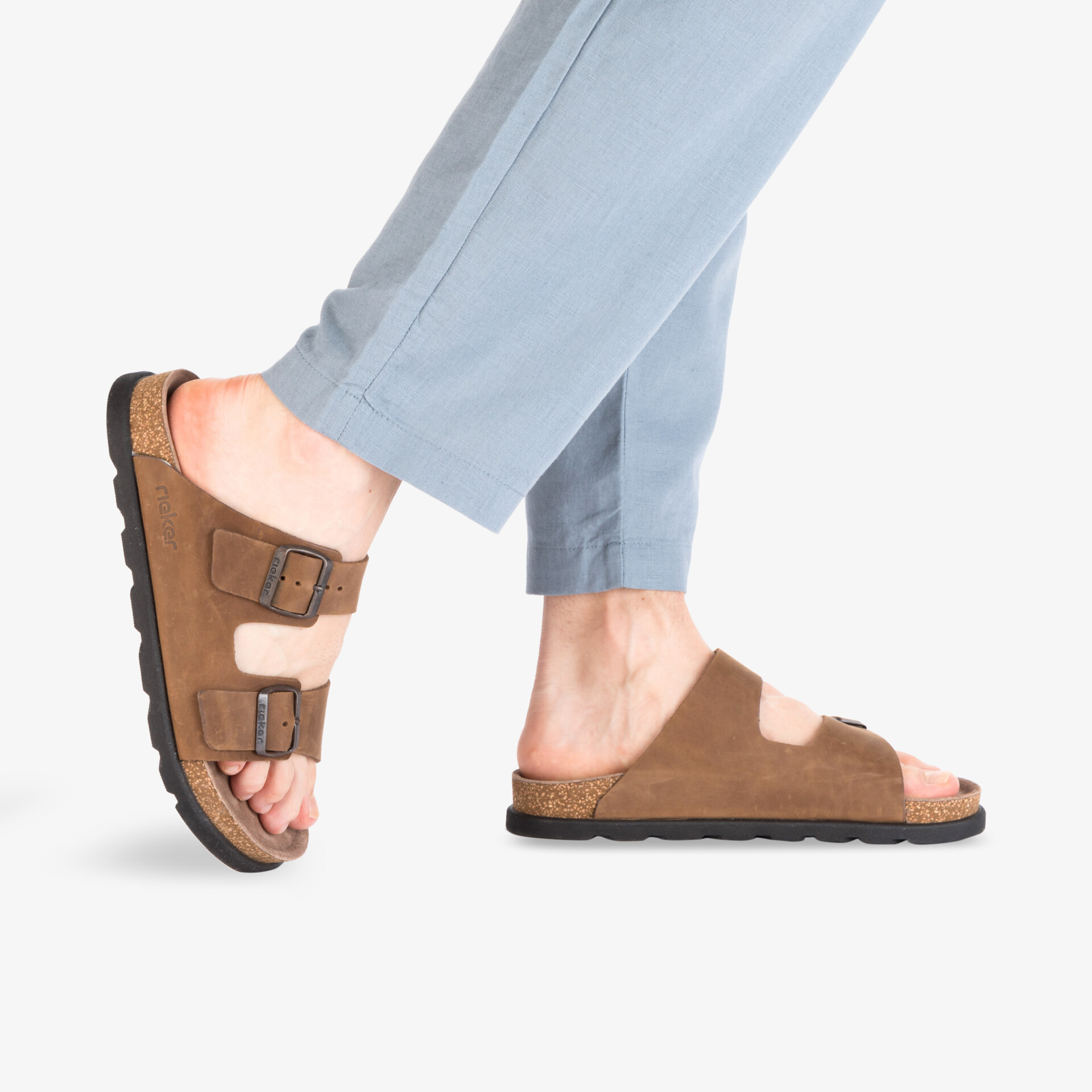 Bequeme braune Sandalen mit verstellbaren Schnallen und rutschfester Sohle für angenehmen Komfort