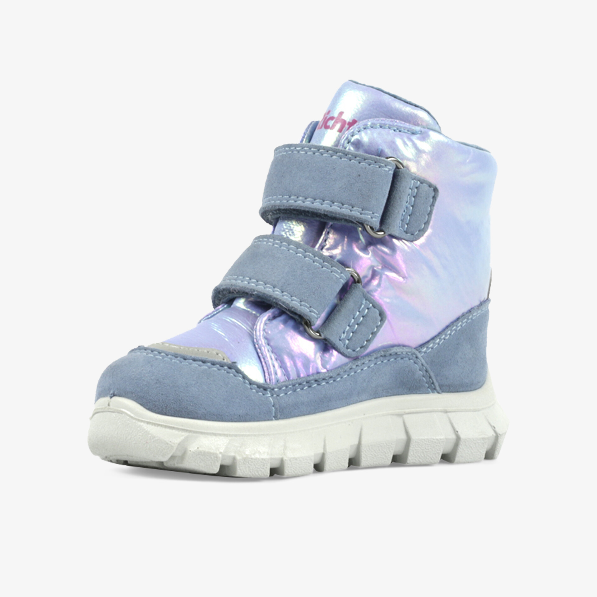 Sportlicher blauer Winterstiefel mit zwei Klettverschlüssen, rutschfester Sohle und weichem Futter