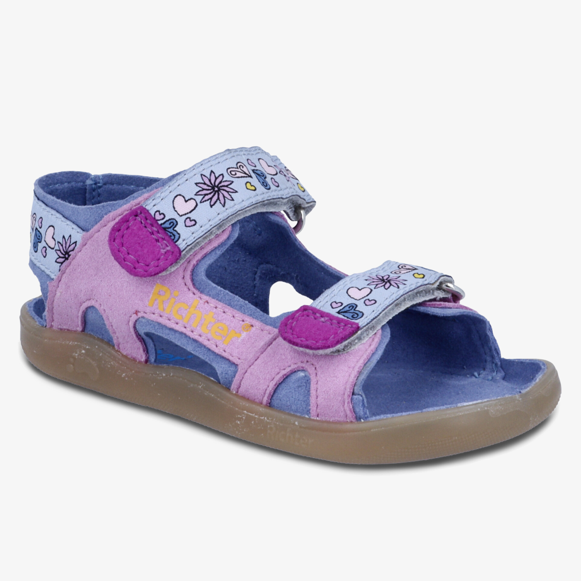 
        Farbenfrohe Sandalen mit Klettverschluss und flexibler, rutschfester Sohle. Bequem für jeden Anlass.
    