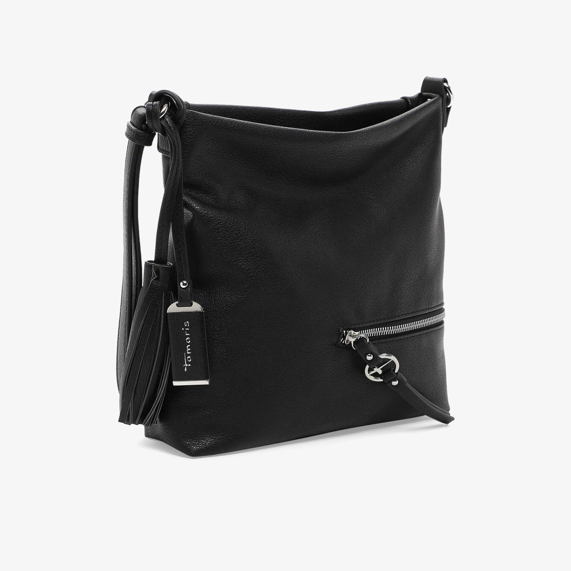 Elegante schwarze Umhängetasche mit Reißverschluss, geräumig und praktisch für den täglichen Gebrauch