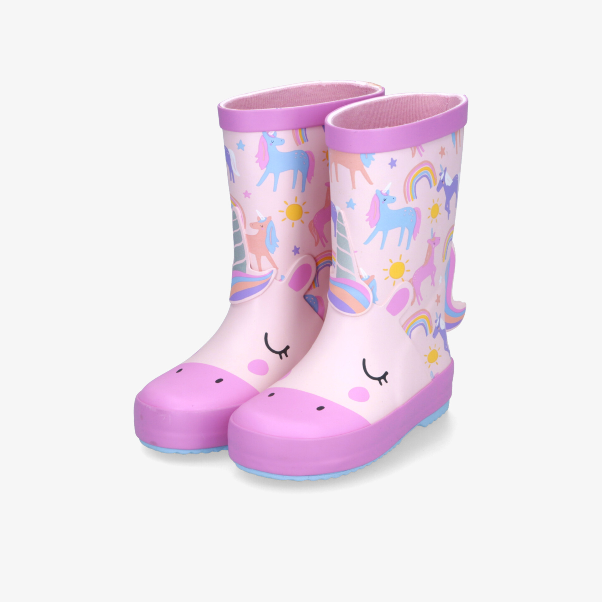 Kinder Regenstiefel mit bunten Einhornmotiven, wasserdicht und rutschfest, bequem und leichter Schutz bei Nässe