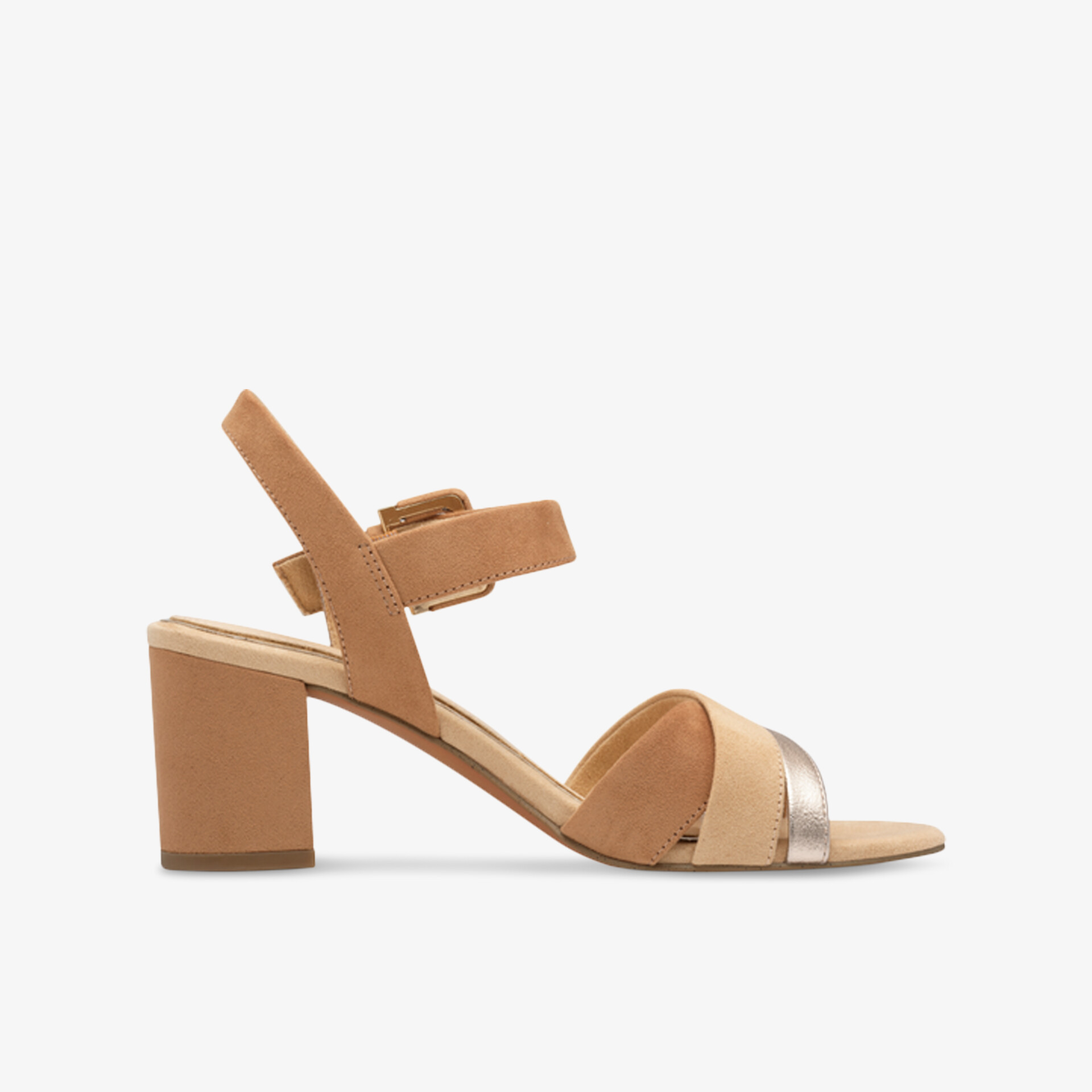 Elegante braune Sandale mit Blockabsatz und verstellbarem Riemen für bequemen Halt und stilvolles Auftreten