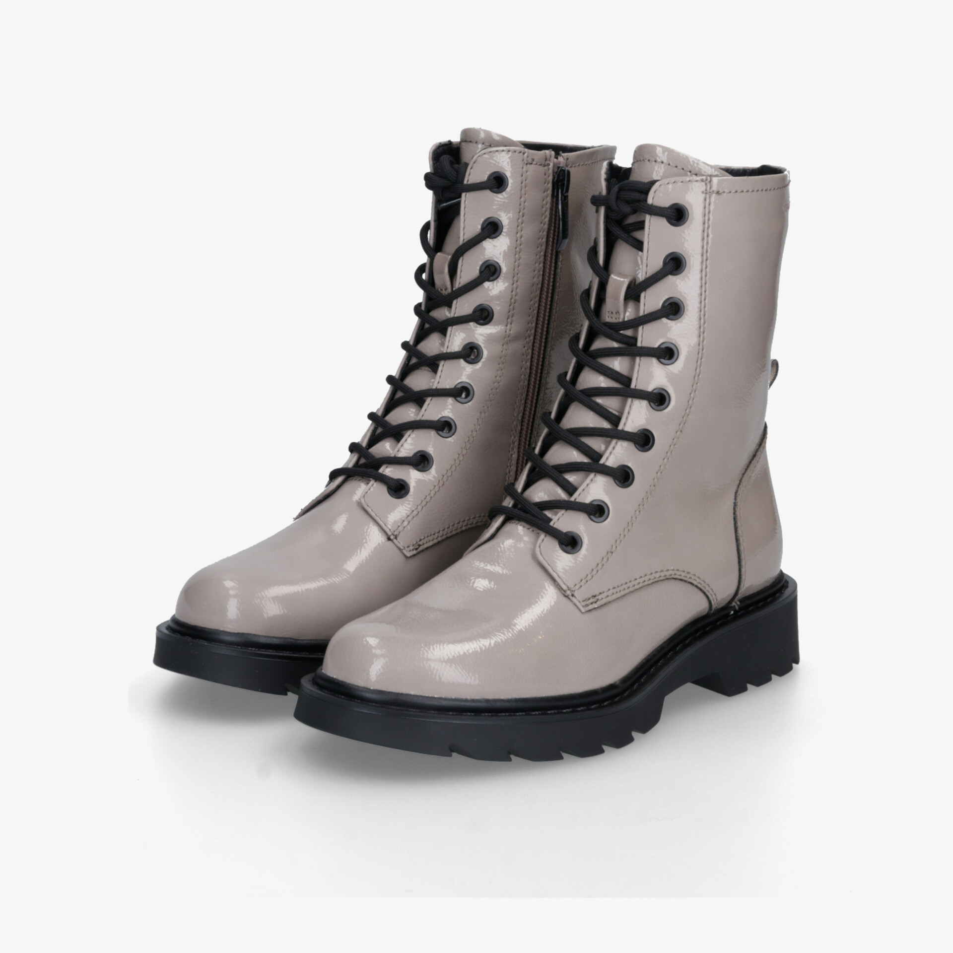 Moderne Lackleder Schnürstiefel mit robuster Profilsohle, trendigem Design und bequemer Passform