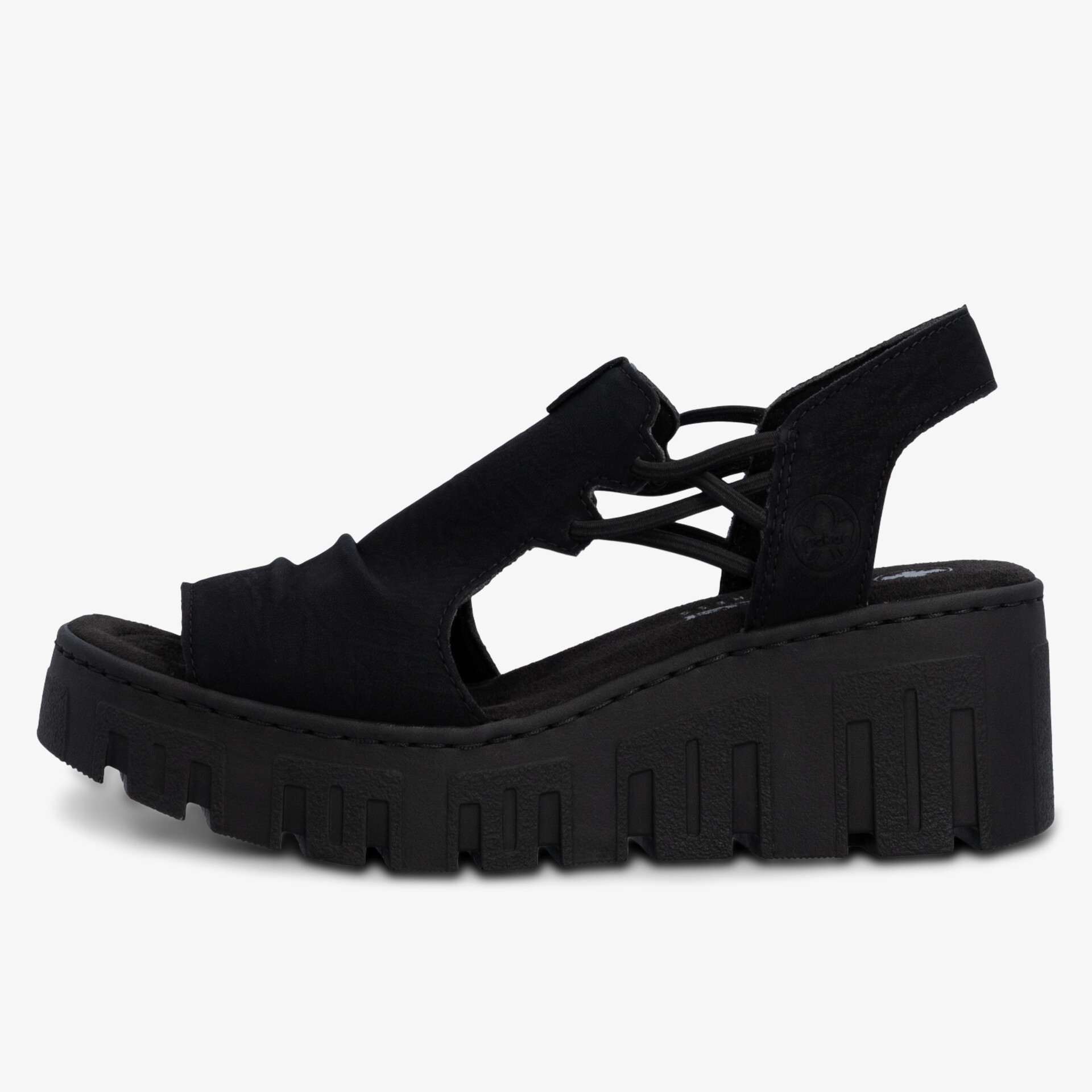 Schwarze Plateau-Sandale mit rutschfester Sohle und komfortablem Riemendesign