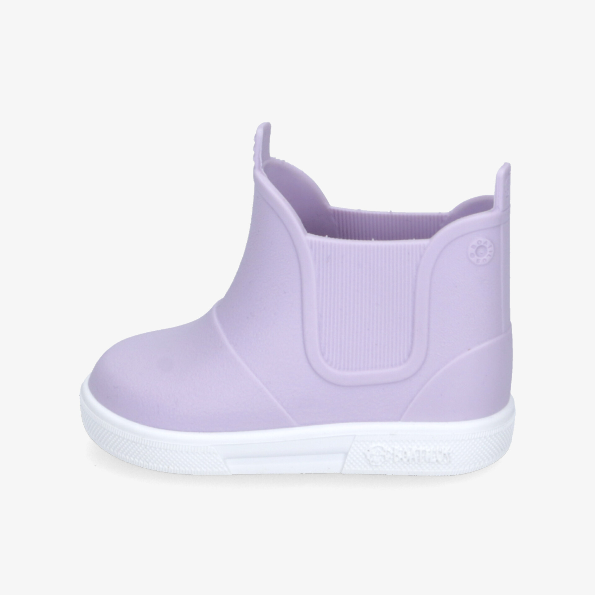 Lila Gummistiefel seitliche Ansicht mit rutschfester Sohle und praktischem Einstieg