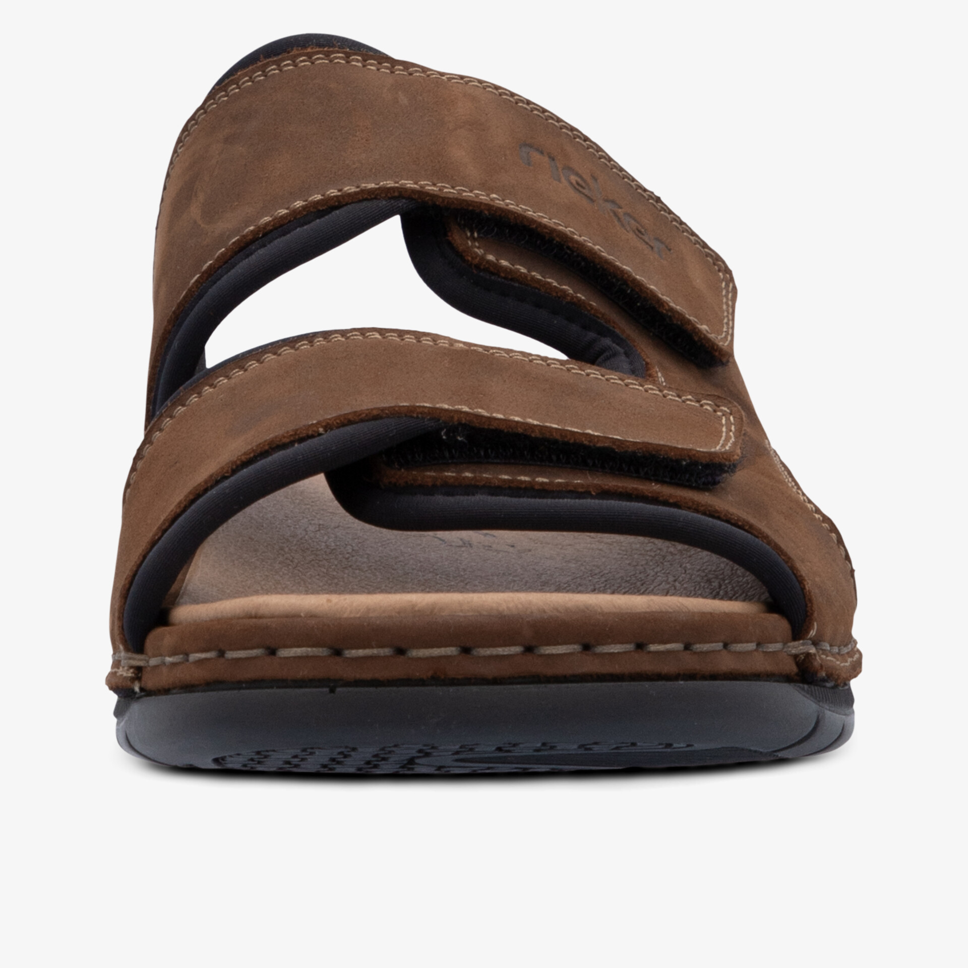 Bequeme braune Sandale mit zwei Riemen und rutschfester Sohle für sicheren Halt