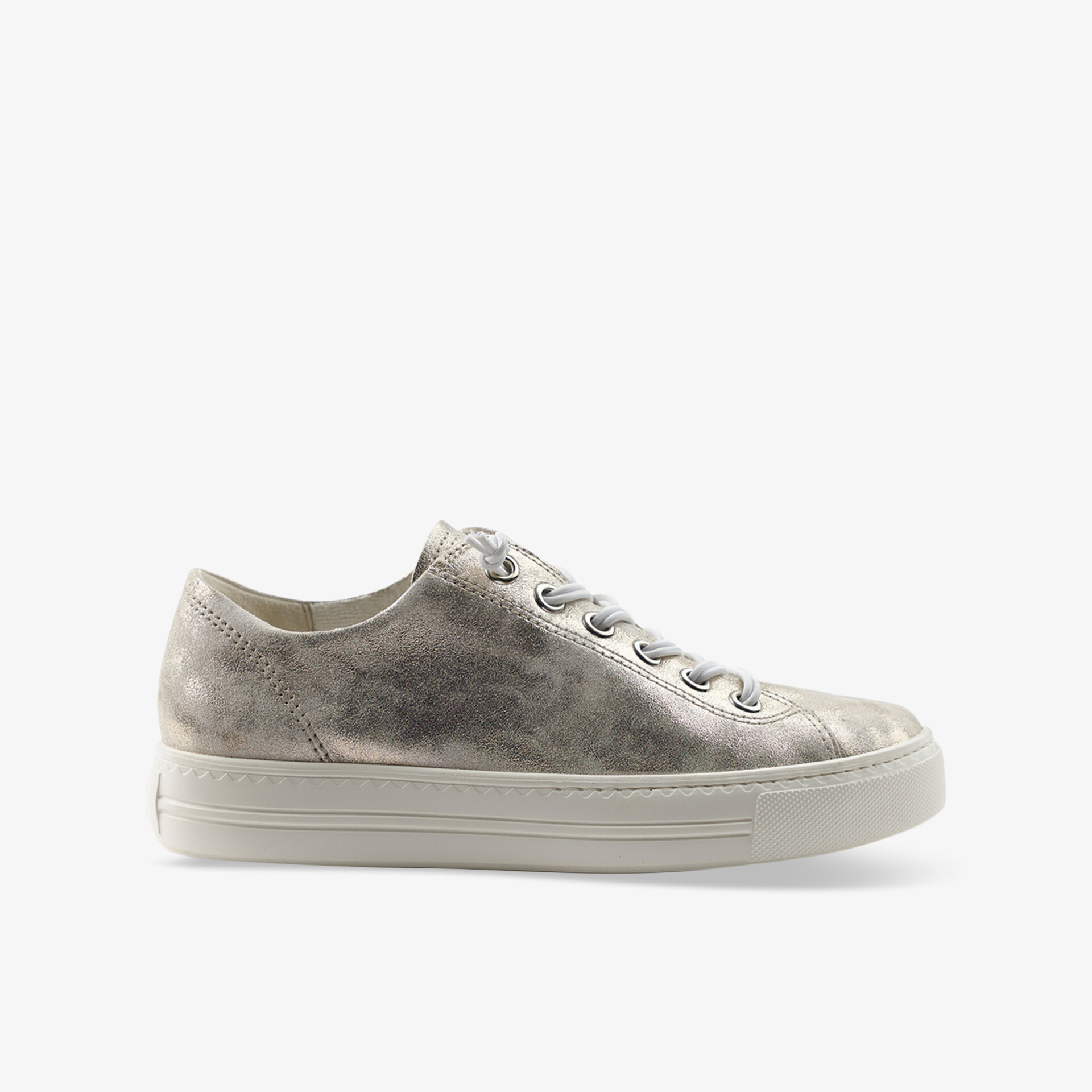 Moderner grauer Sneaker mit rutschfester Sohle, ideal für lässige Outfits und vielseitig kombinierbar.