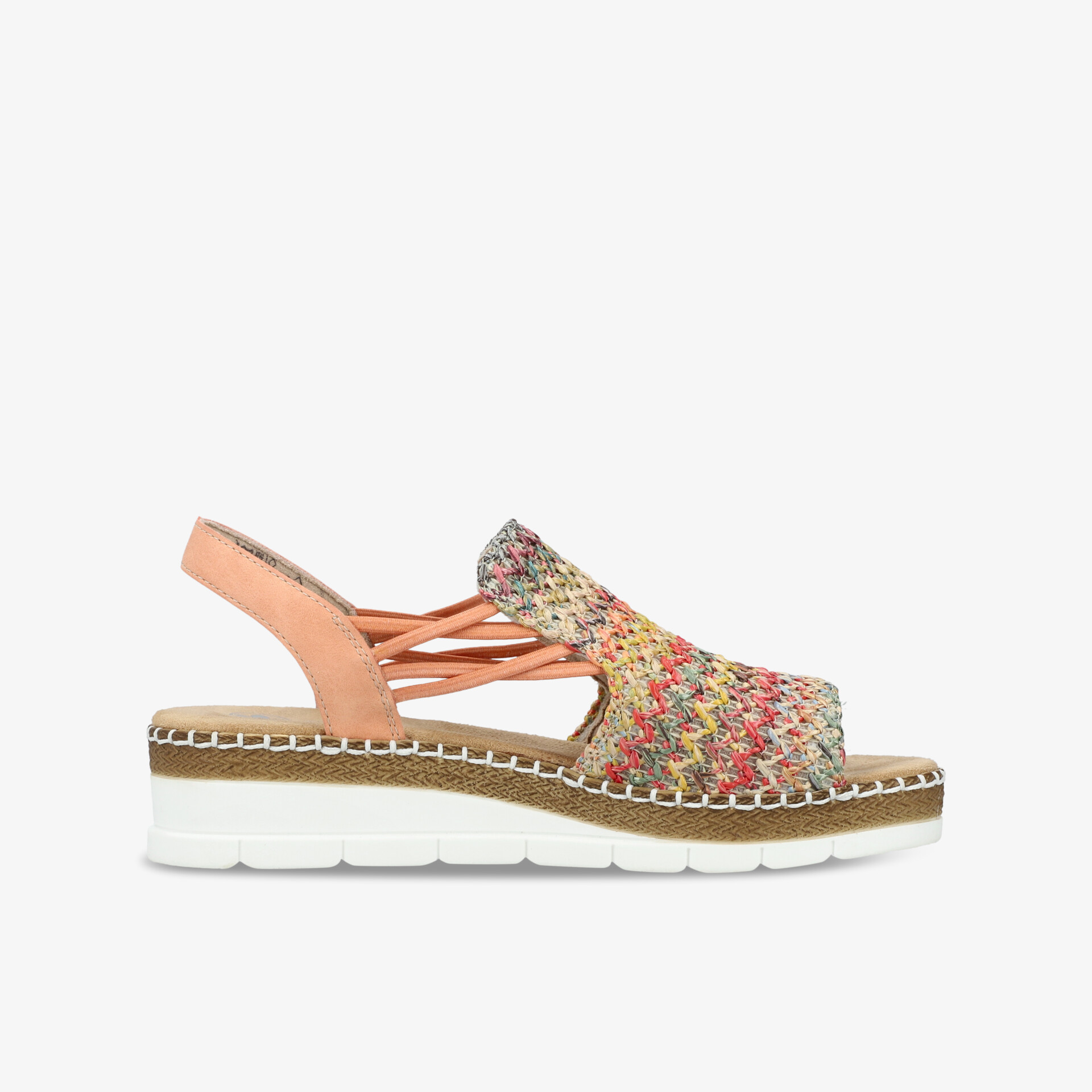 Bunte Sandale mit elastischen Riemen und leichtem Keilabsatz für hohen Tragekomfort und flexiblen Halt