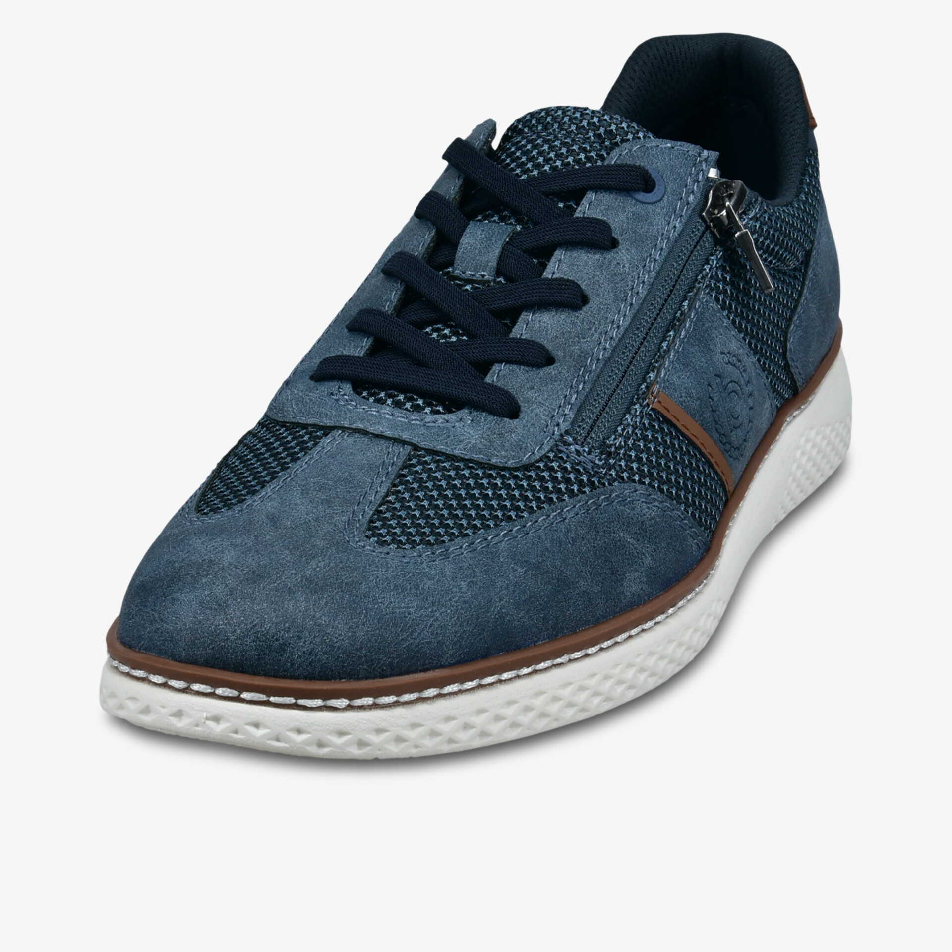 Blauer Freizeitschuh mit Schnürung und Reißverschluss, leicht und komfortabel, modisches Design