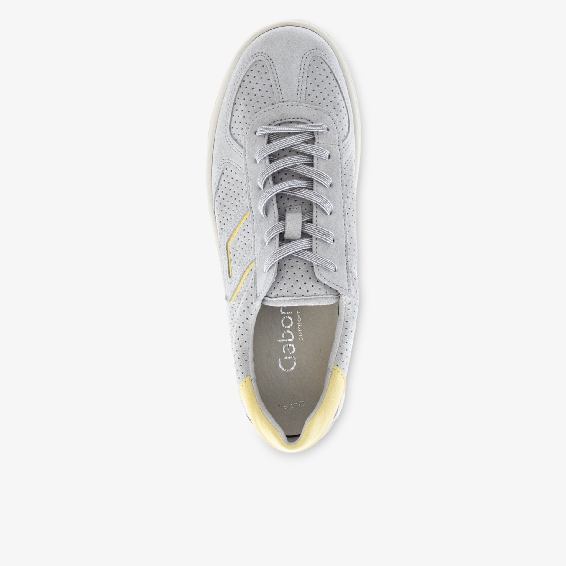 Grauer Sneaker mit Lederoberfläche und sportlichem Design, bequem und atmungsaktiv.