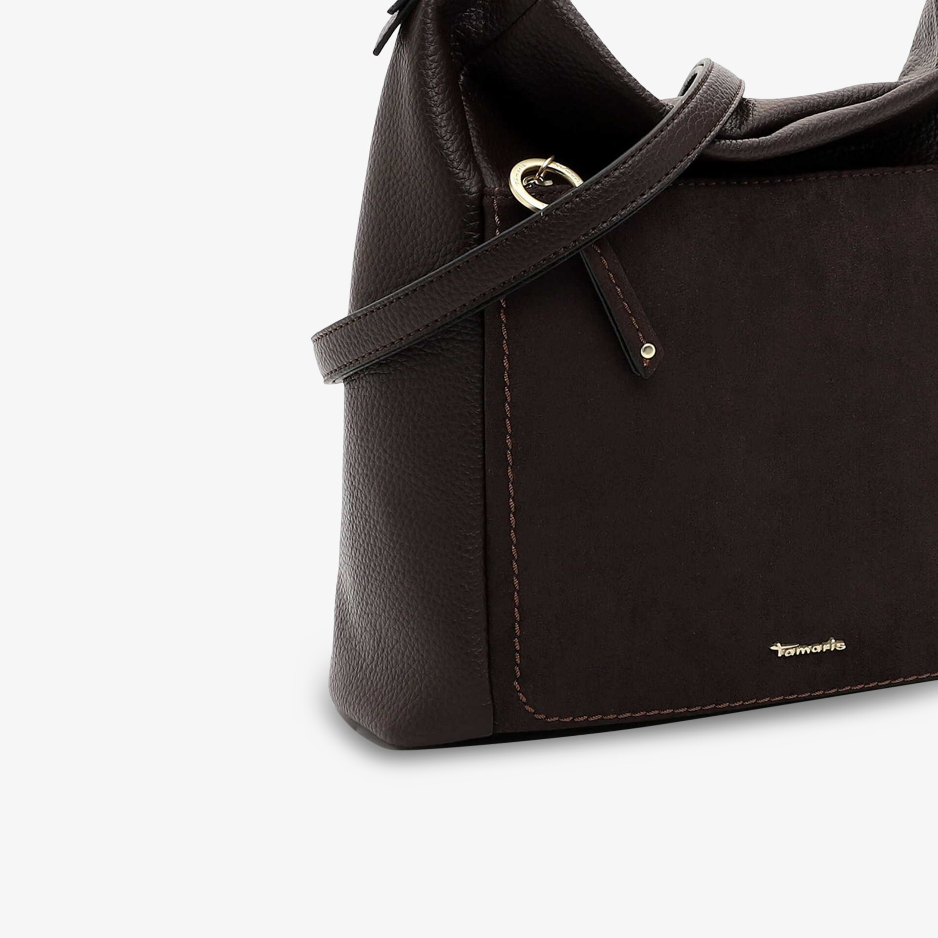 Elegante dunkle Tasche mit hochwertigem Material, feiner Naht und praktischem Tragegriff in klassischem Design