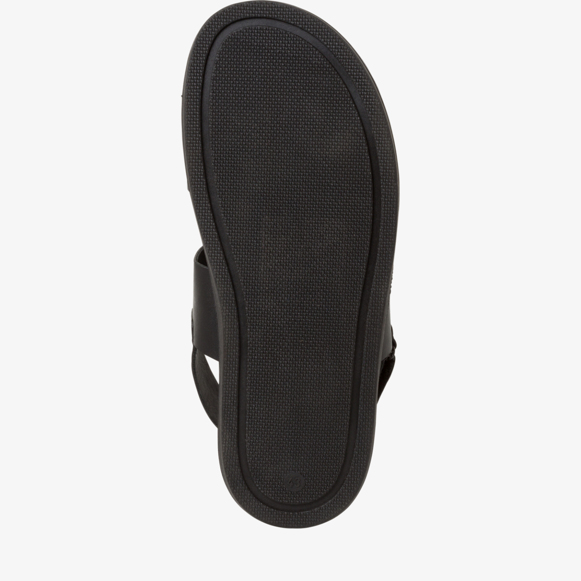 Robuste schwarze Schuhsohle mit griffigem Profil für sicheren Halt und hohe Strapazierfähigkeit