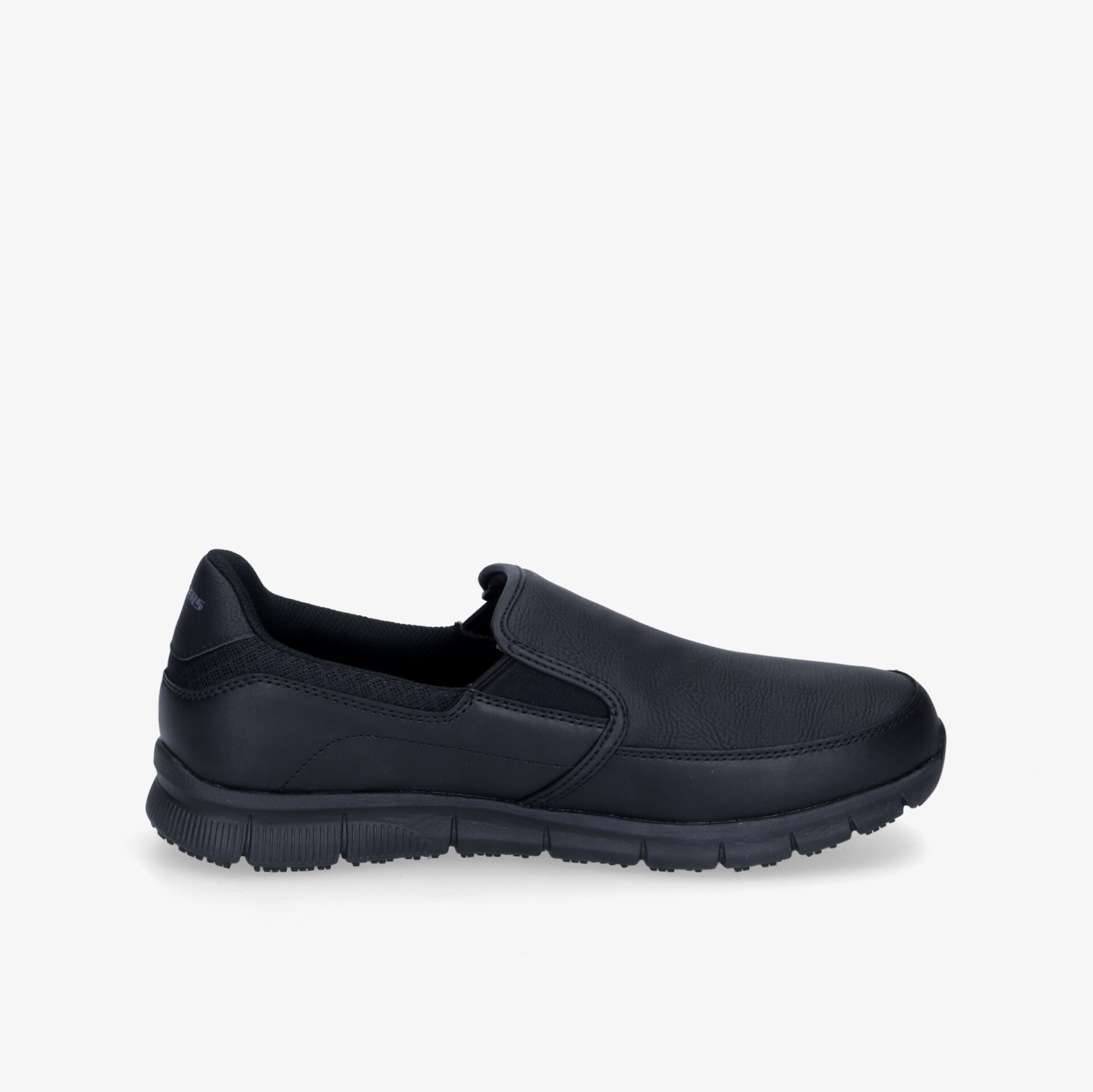 Eleganter schwarzer Slip-On-Schuh mit Komfort und rutschfester Sohle für vielseitigen Alltagsgebrauch.