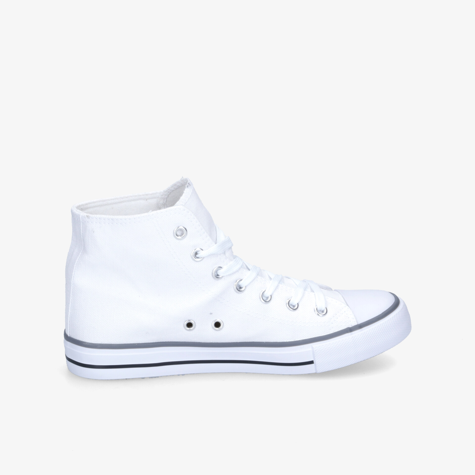 Moderner weißer High-Top Sneaker mit klaren Linien und stilvollem Design. Perfekt für einen lässigen Look.