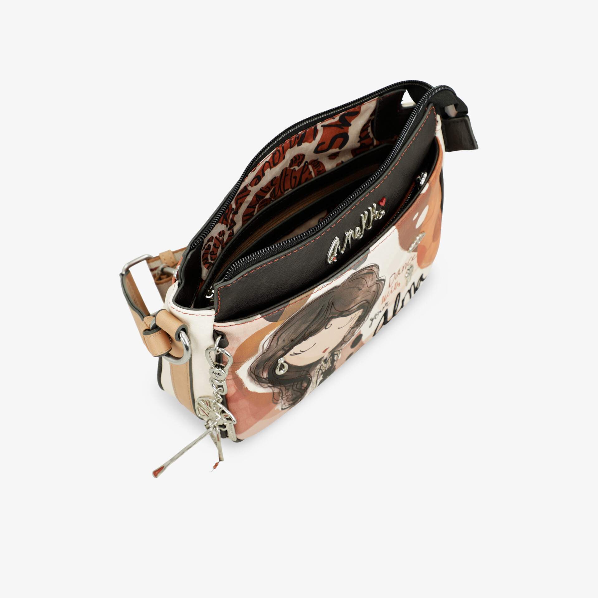 Praktische kompakte Tasche mit robustem Reißverschluss und dekorativem Design, ideal für den täglichen Gebrauch