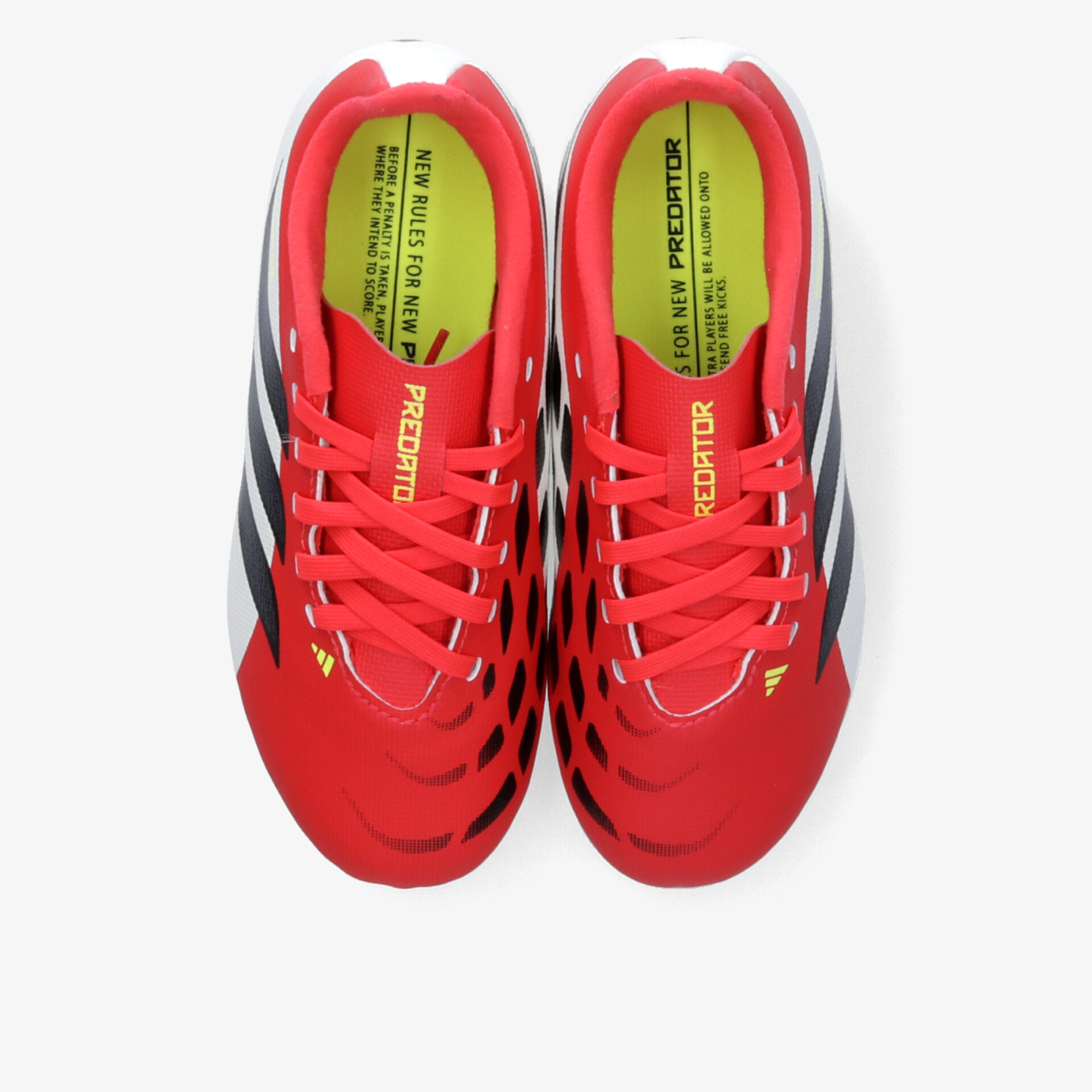 Rote Sportschuhe mit schwarzen Streifen, gepolstertem Innenbereich und schnürbar, dynamisch und leichtes Design, Draufsicht