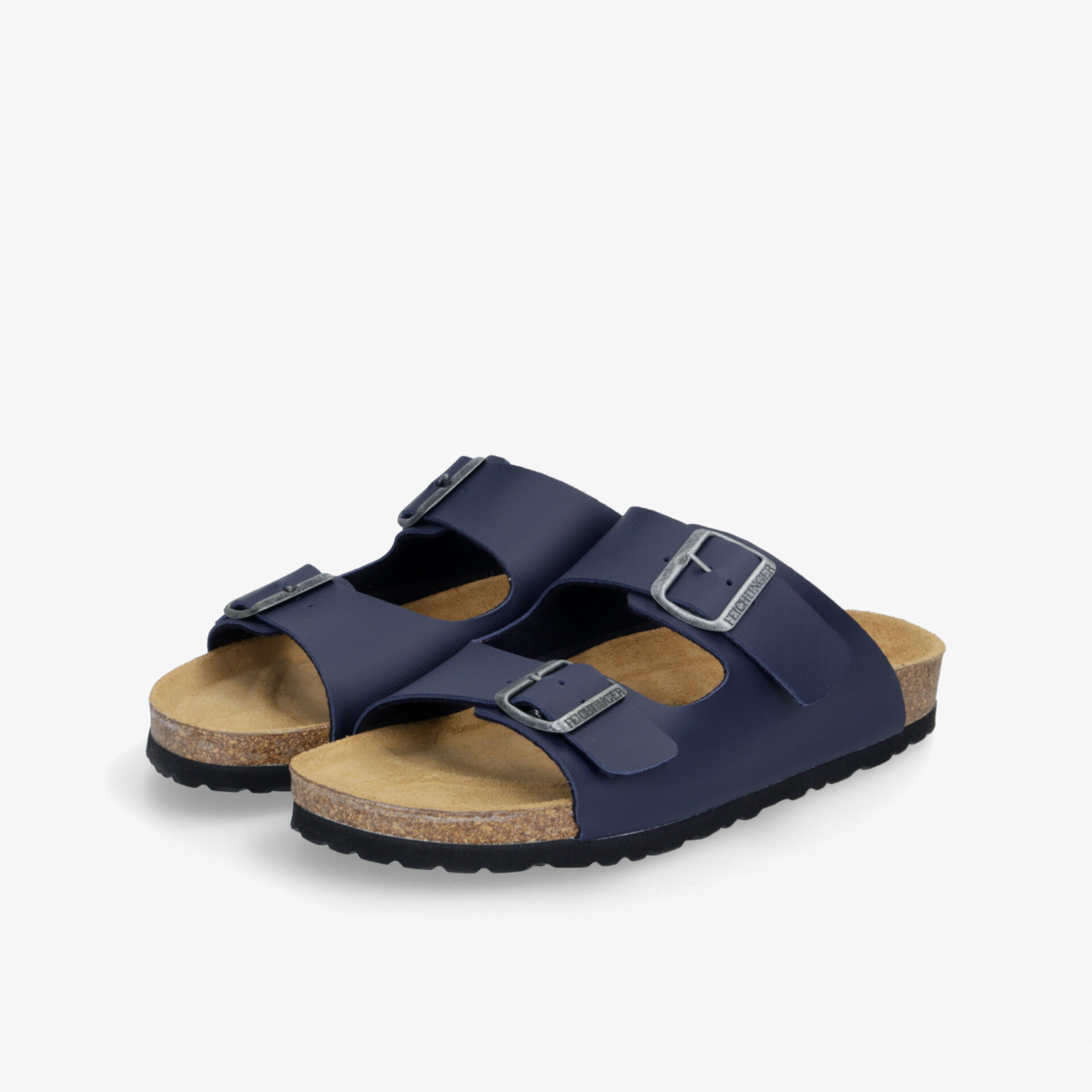 Bequeme blaue Sandalen mit zwei verstellbaren Schnallen und ergonomischer Sohle für optimalen Halt.