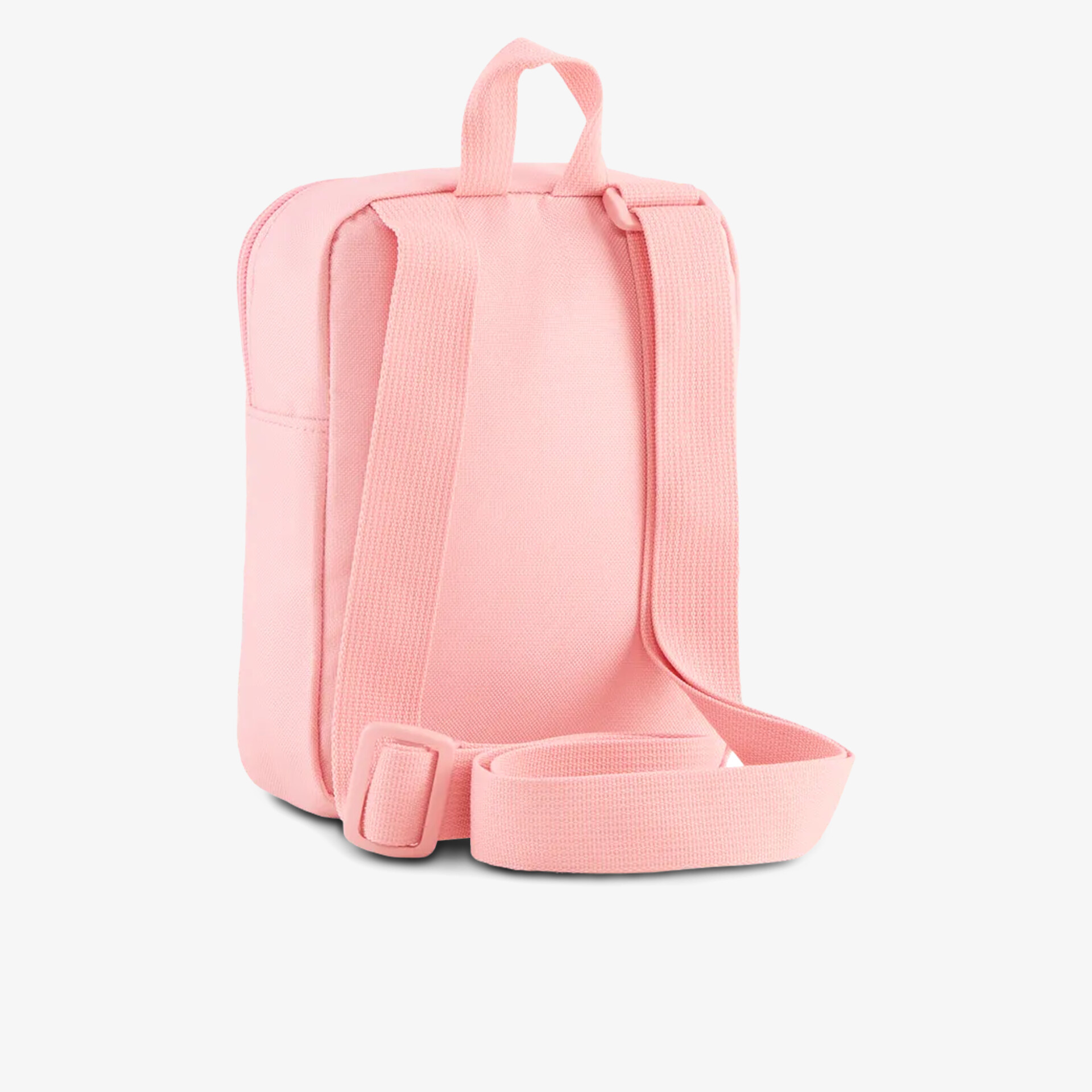 Schlichter rosa Rucksack mit gepolsterten Trägern, kompakt und leicht für den urbanen Alltag