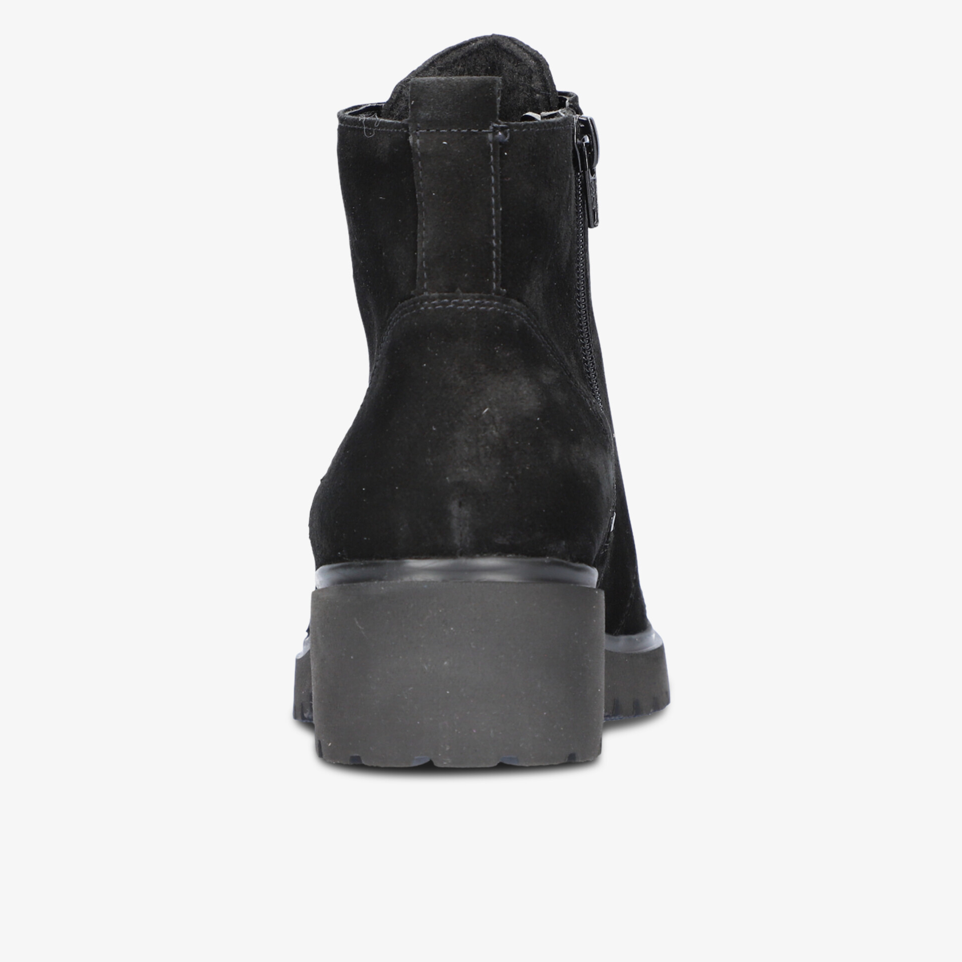 Schwarzer Stiefel mit stabilem Blockabsatz und praktischem Reißverschluss an der Rückseite