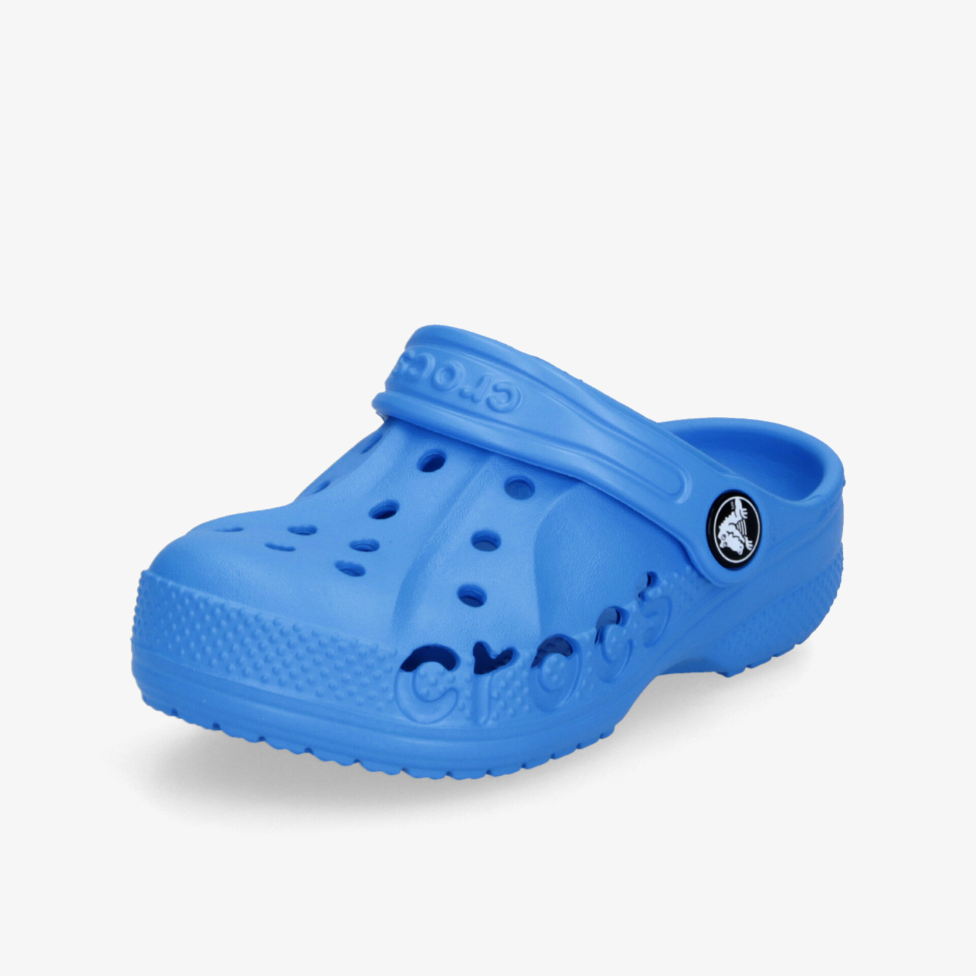 Leichter blauer Schlupfschuh mit luftigen Belüftungslöchern, rutschfester Sohle und verstellbarem Fersenriemen