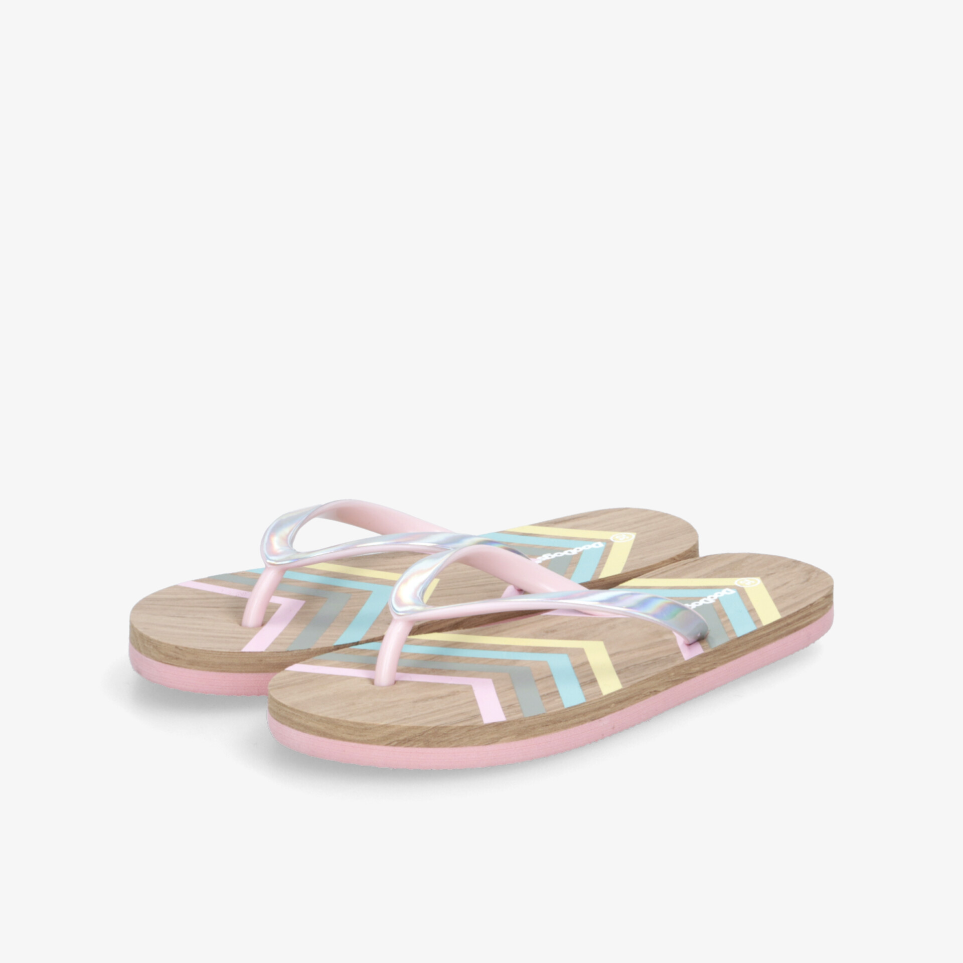 Leichte Flip Flops mit bunten gestreiften Oberflächen und bequemen, rutschfesten Sohlen perfekt für den Sommer