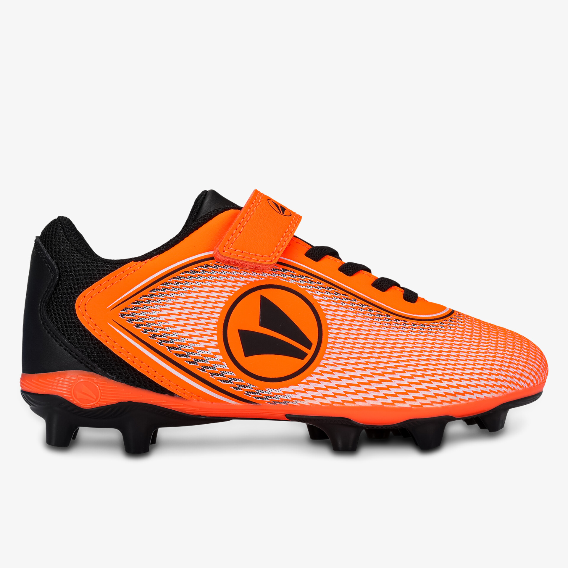 Seitliche Ansicht eines leichten, atmungsaktiven Fußballschuhs mit rutschfester Sohle und sportlichem Design