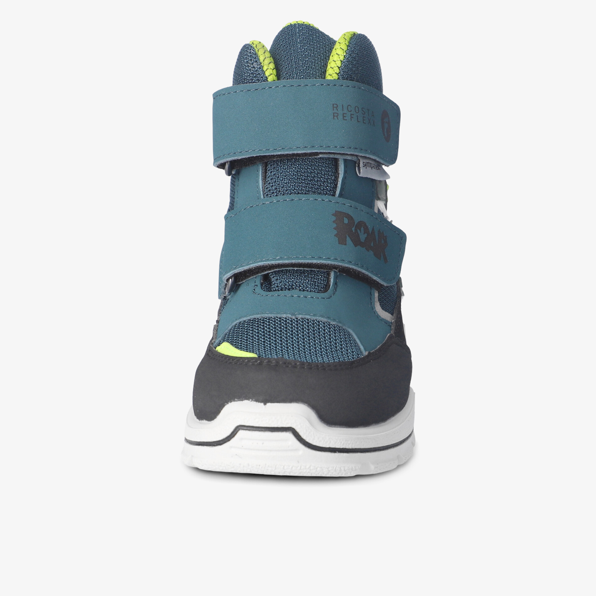 Robuster Kinderstiefel mit atmungsaktivem Material, gepolstertem Schaft und praktischen Klettverschlüssen vorne