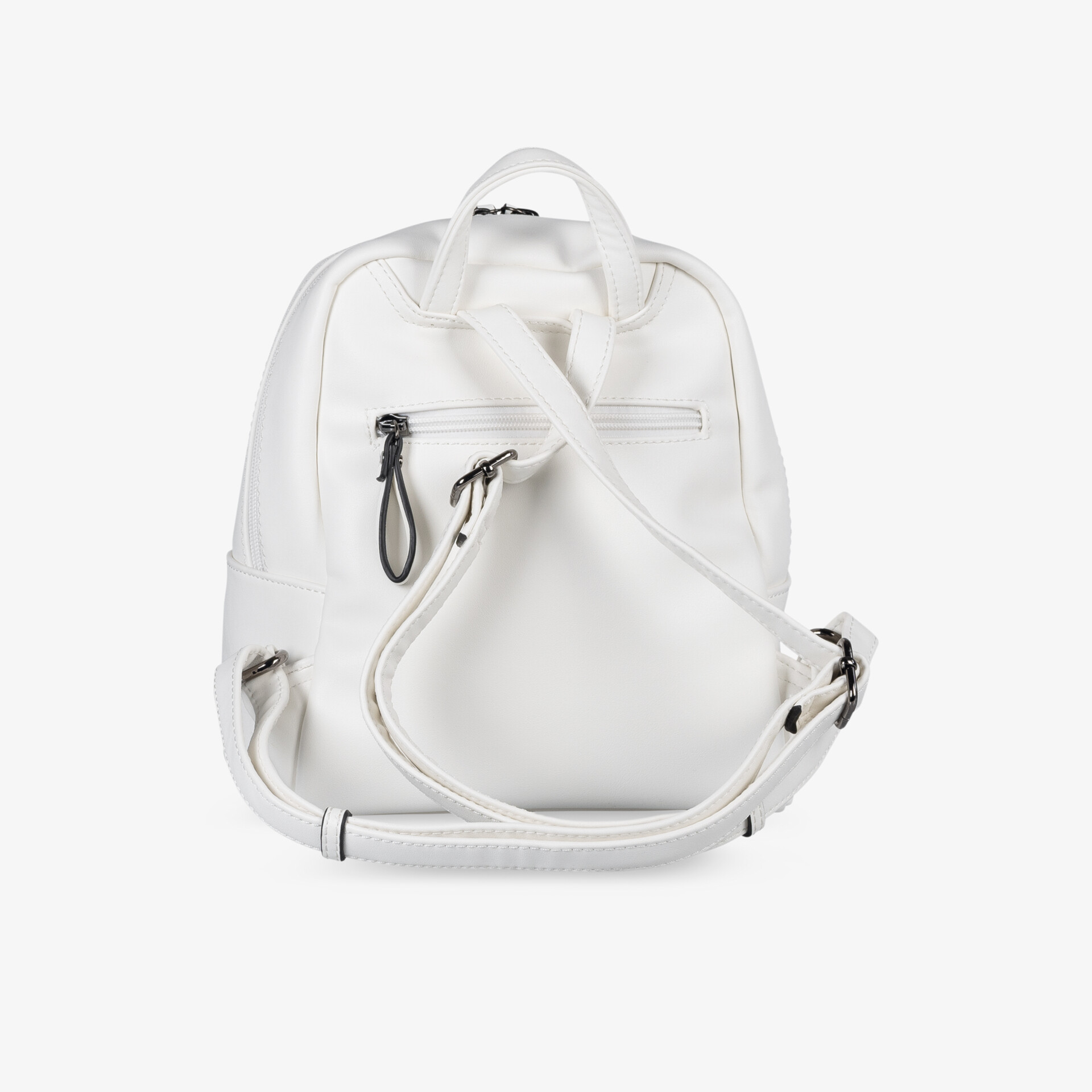 Moderner weißer Rucksack mit praktischem Tragegriff und verstellbaren Schulterriemen, kompakt und funktional