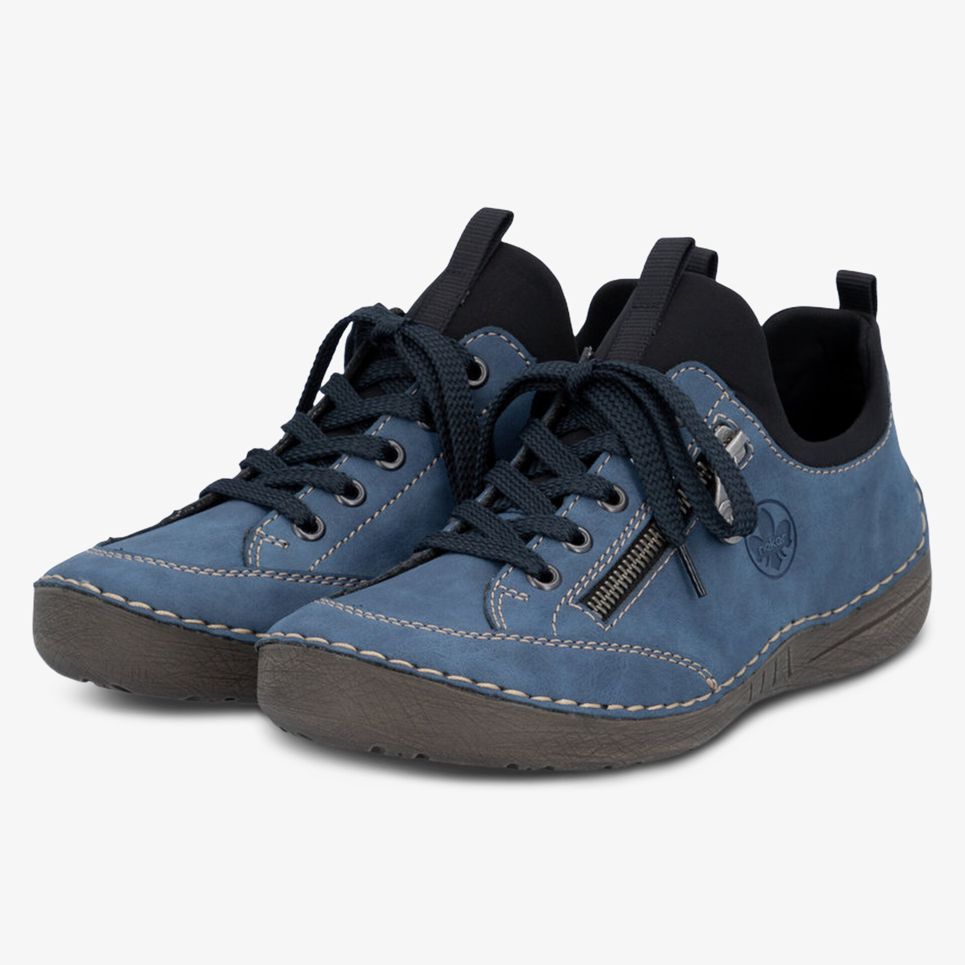 Bequeme lässige Schuhe mit robuster Sohle, seitlichem Reißverschluss und praktischer Schnürung für den Alltag