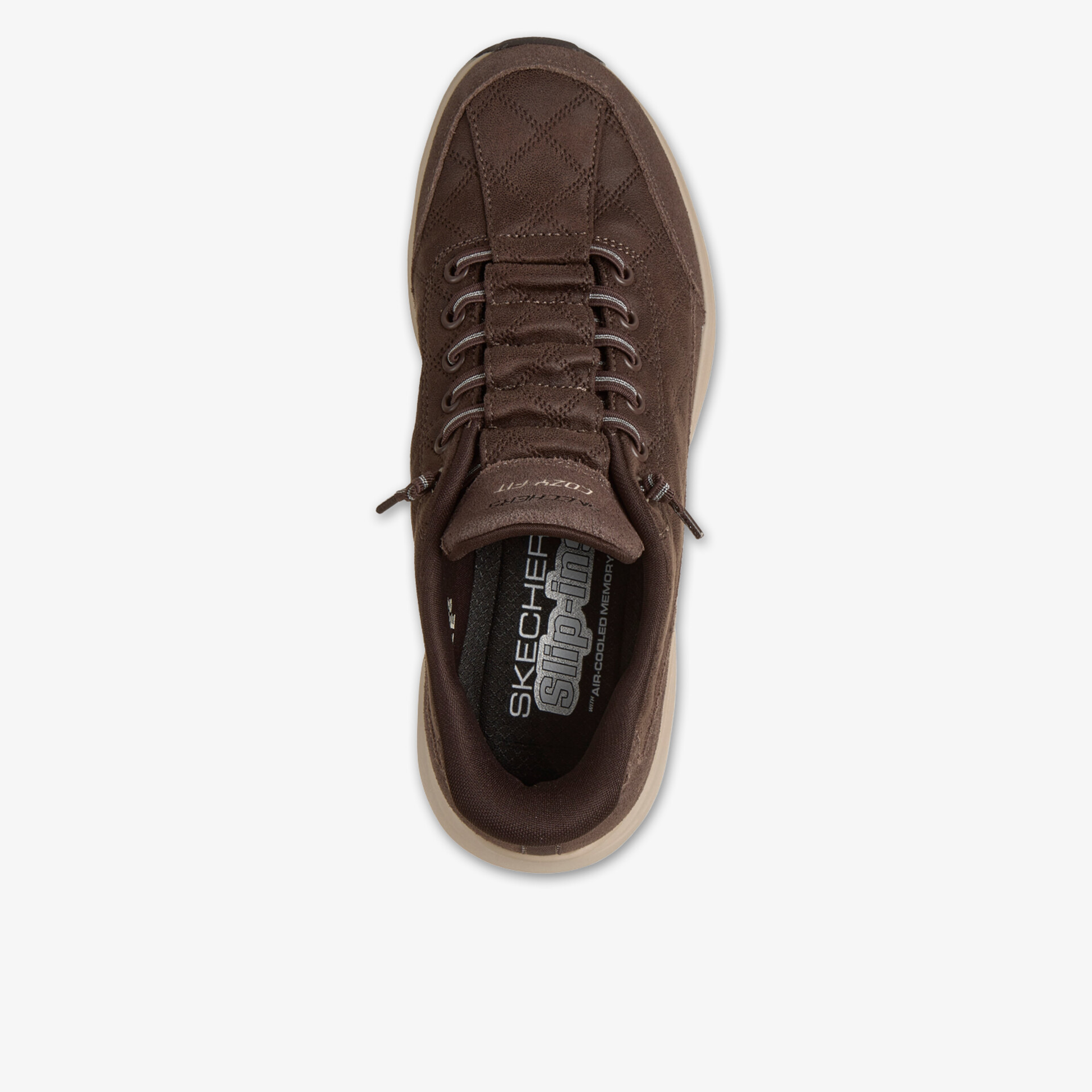Brauner leichter Schnürschuh mit sportlichem Design und weichem Obermaterial, Sicht auf Oberseite