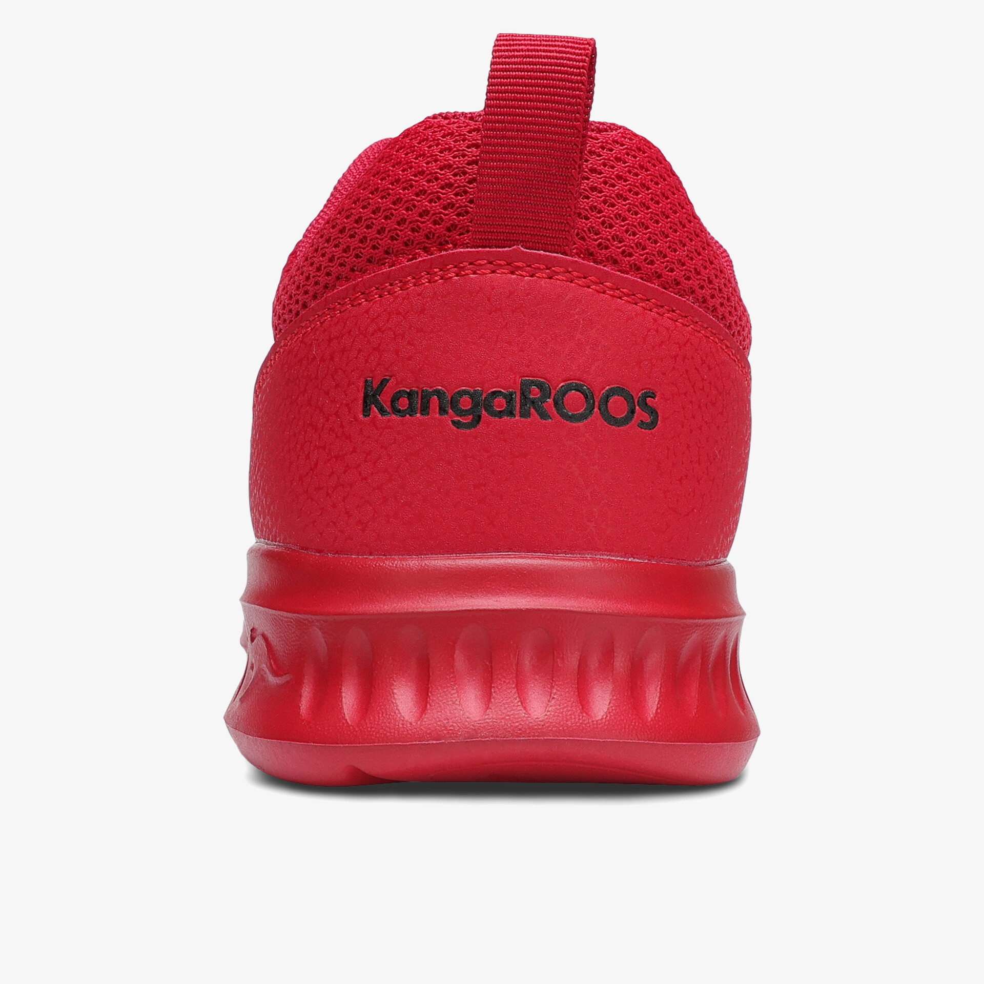 Rückansicht des roten sportlichen Sneakers mit komfortabler, leicht profilierter Sohle