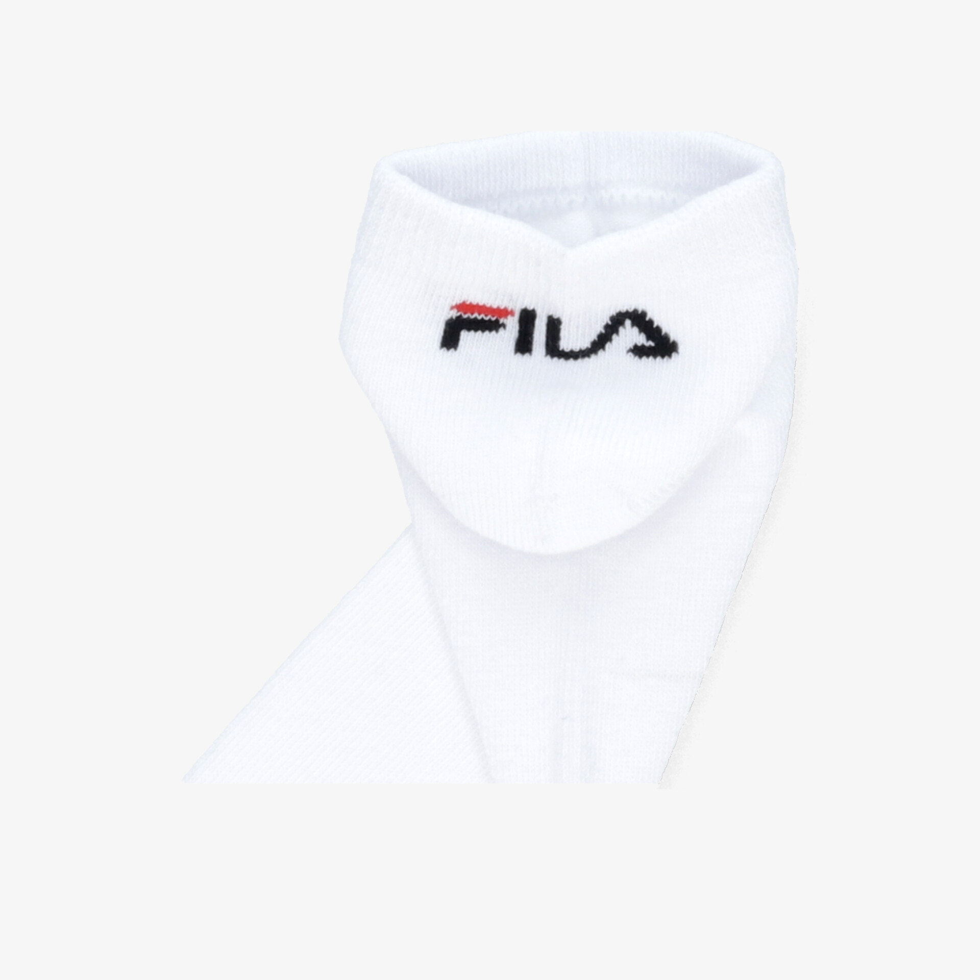 Weißer Sportsocken-Ausschnitt mit gut sichtbarem Fila Logo, weiches und komfortables Material