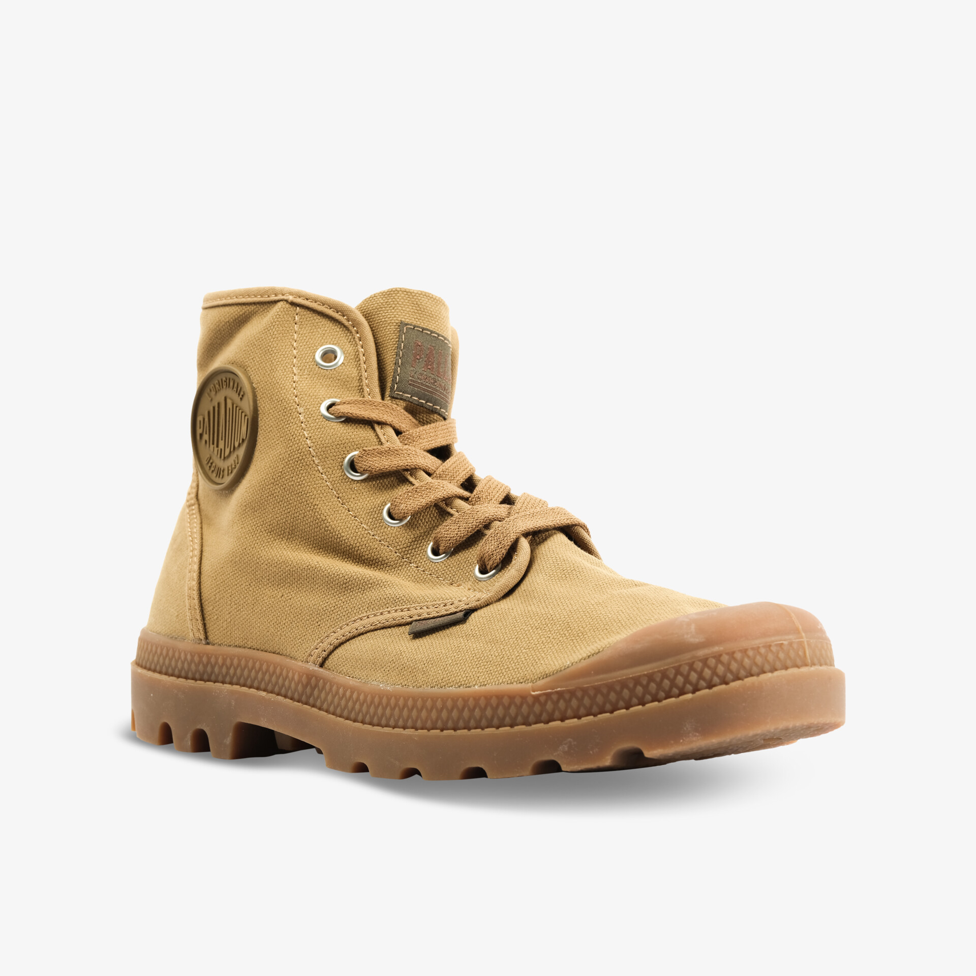 Beiger Stiefel mit robuster Sohle ideal für Outdoor-Aktivitäten, bietet Komfort und Strapazierfähigkeit.