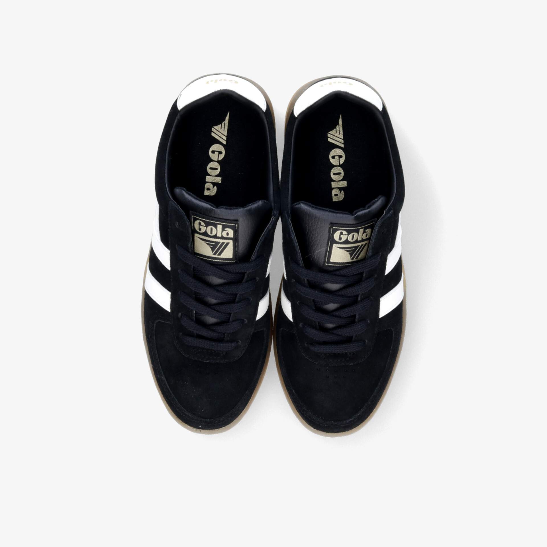 Schwarze Sneaker mit weißen Streifen als Paar, sportlich und bequem mit klassischem Design und Schnürsenkeln