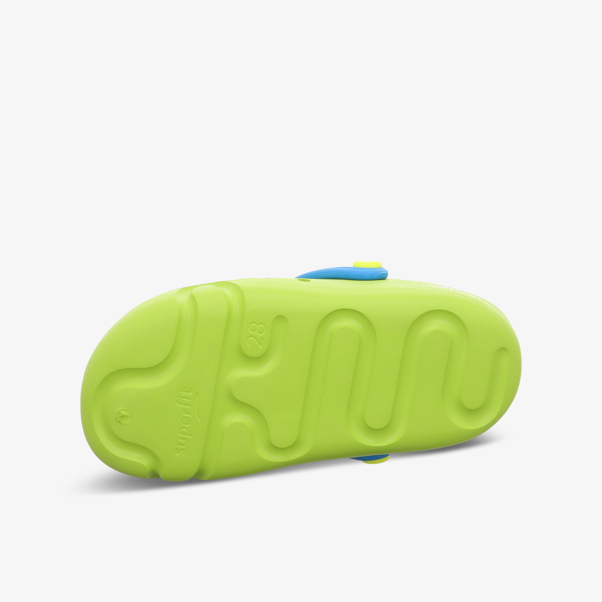 Leichte, flexible Schuhsohle in grün mit rutschfestem Profil für stabilen Halt und hohen Tragekomfort