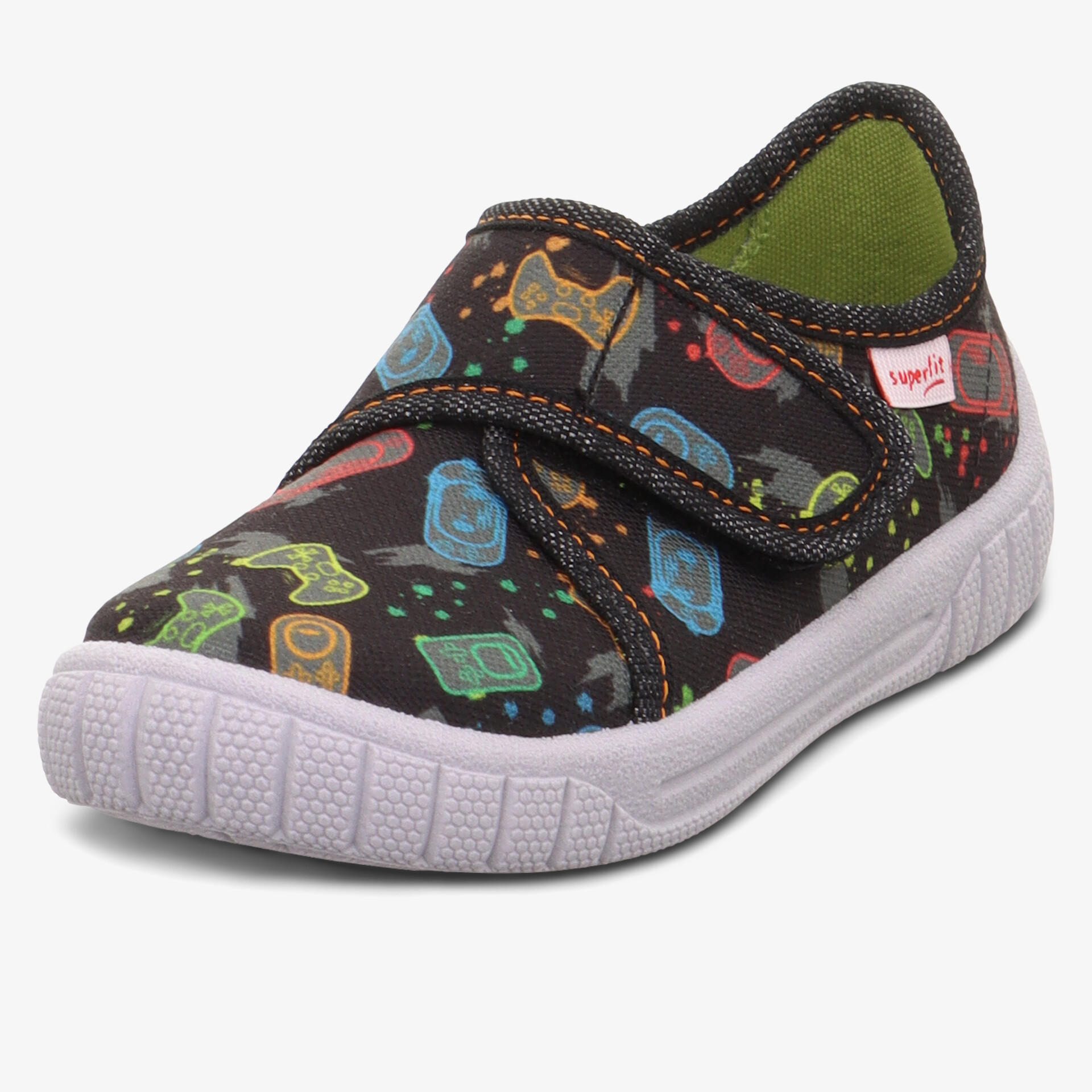 Bequemer Hausschuh mit farbenfrohem Muster und praktischem Klettverschluss für optimalen Tragekomfort