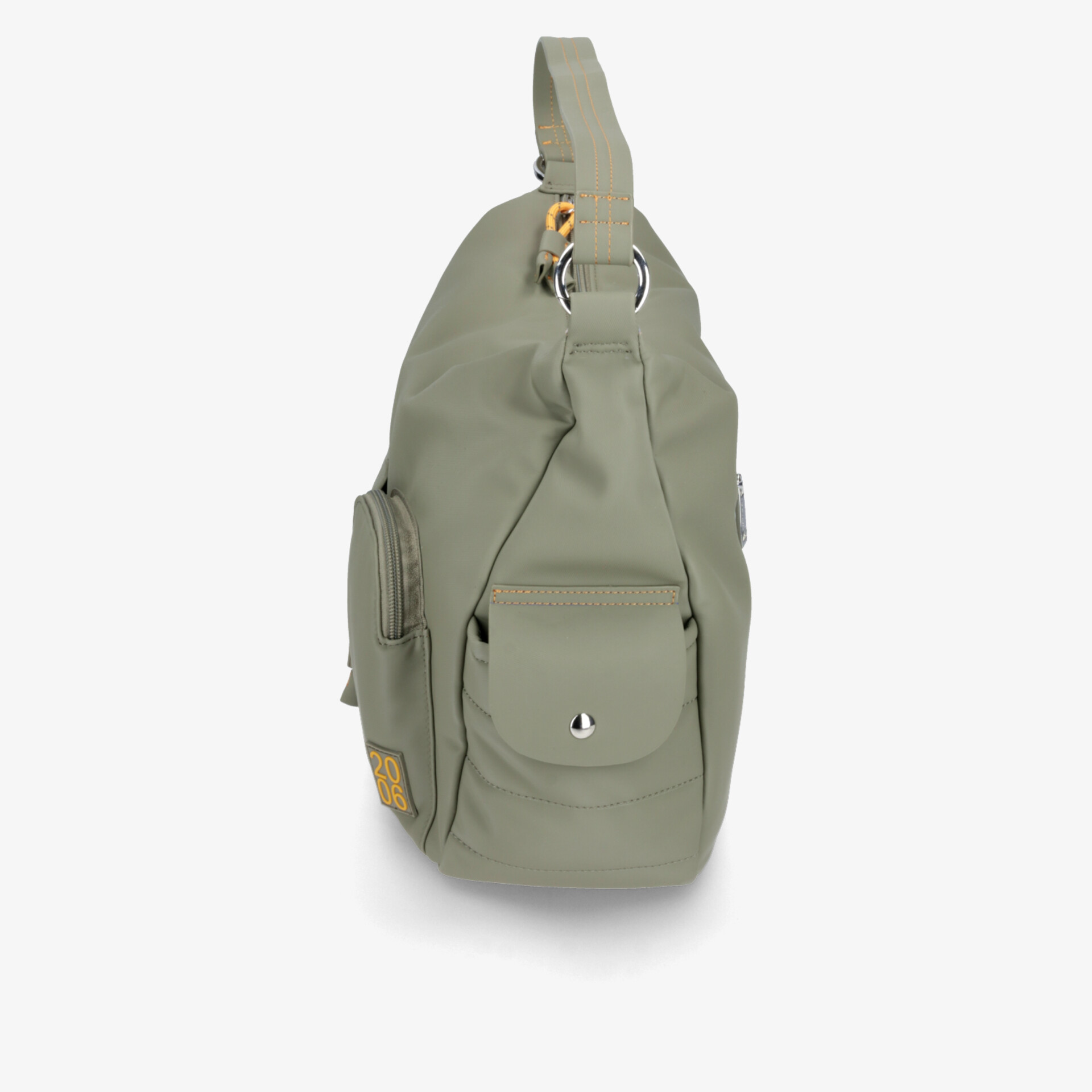 Stilvoller olivgrüner Rucksack mit praktischen Fächern und robustem Tragegriff, ideal für Alltag und Abenteuer.