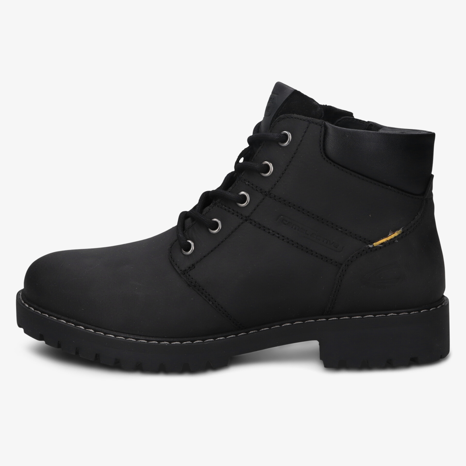 Schwarzer robuster Schnürstiefel mit rutschfester Sohle und komfortablem Design, vielseitig einsetzbar