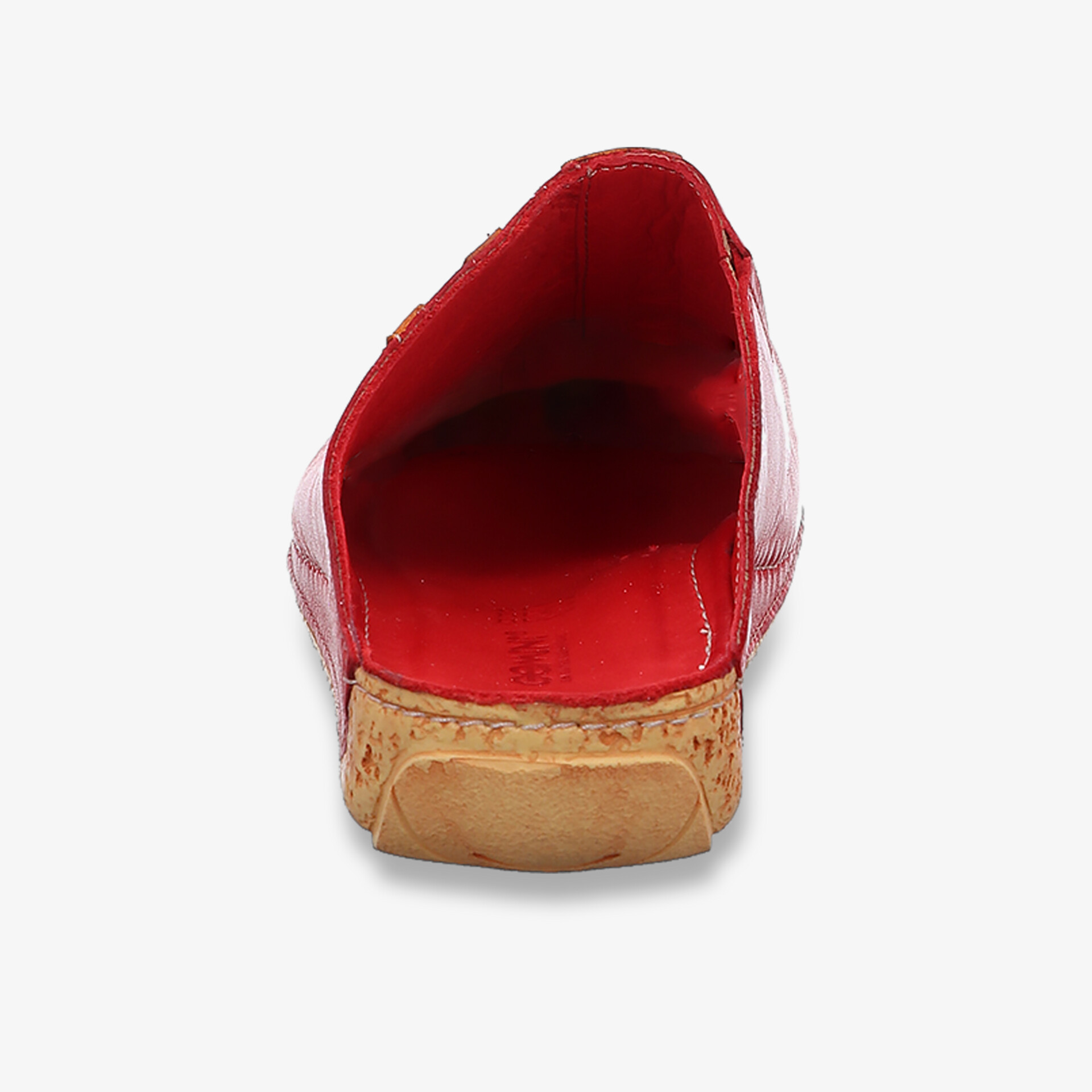 Rote Schuhe mit bequemer Passform und flexibler Sohle, hochwertige Verarbeitung sichtbar von hinten