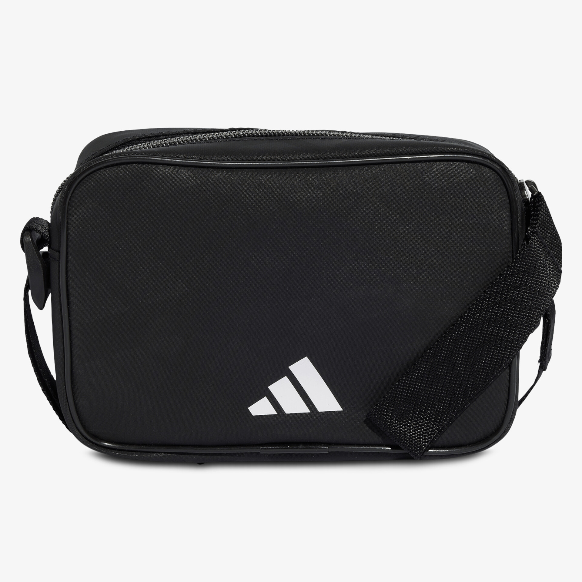 Kompakte schwarze Umhängetasche mit verstellbarem Schultergurt und schnellem Zugriff