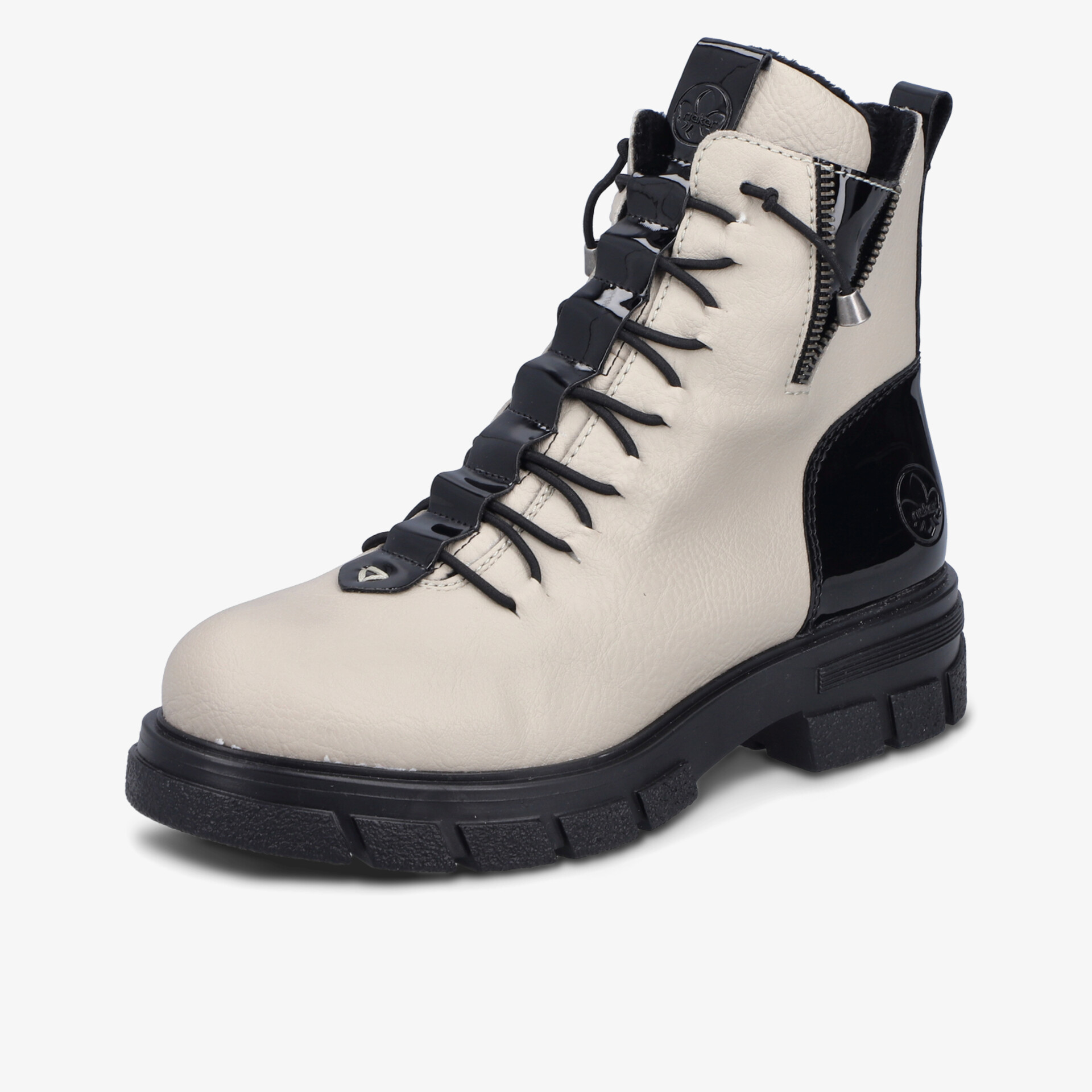 Robuster Stiefel mit kontrastreicher Farbgebung und bequemer Schnürung, grobe Sohle für sicheren Halt