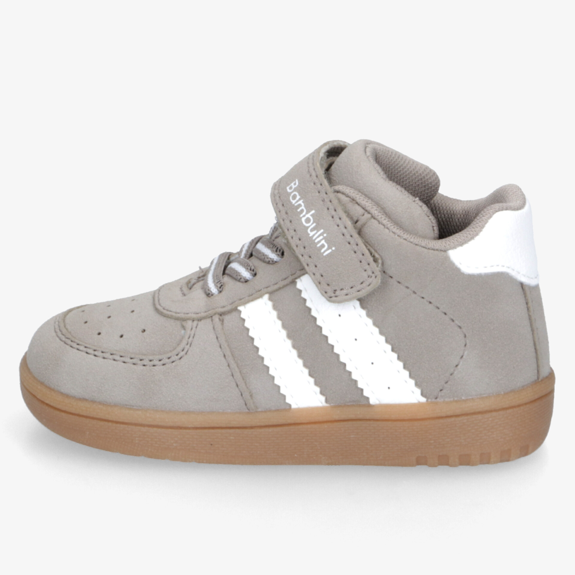 Bequemer grauer Sneaker mit weißen Streifen und rutschfester Gummisohle, ideal für aktiven Alltag