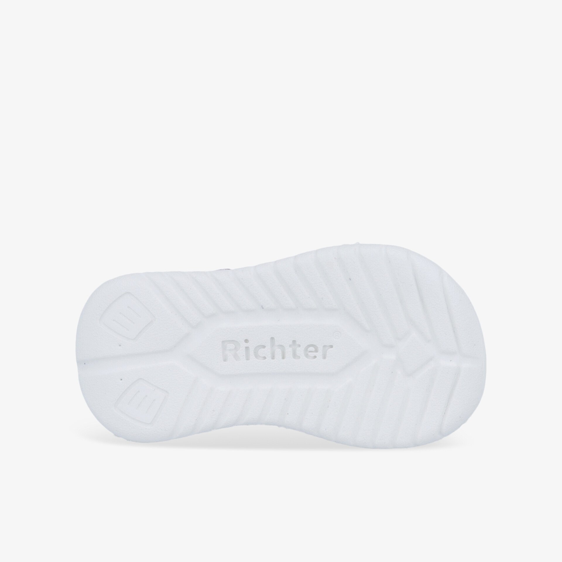 Weiße rutschsichere Sohle mit tiefem Profil bietet optimalen Halt und flexible Dämpfung für Komfort